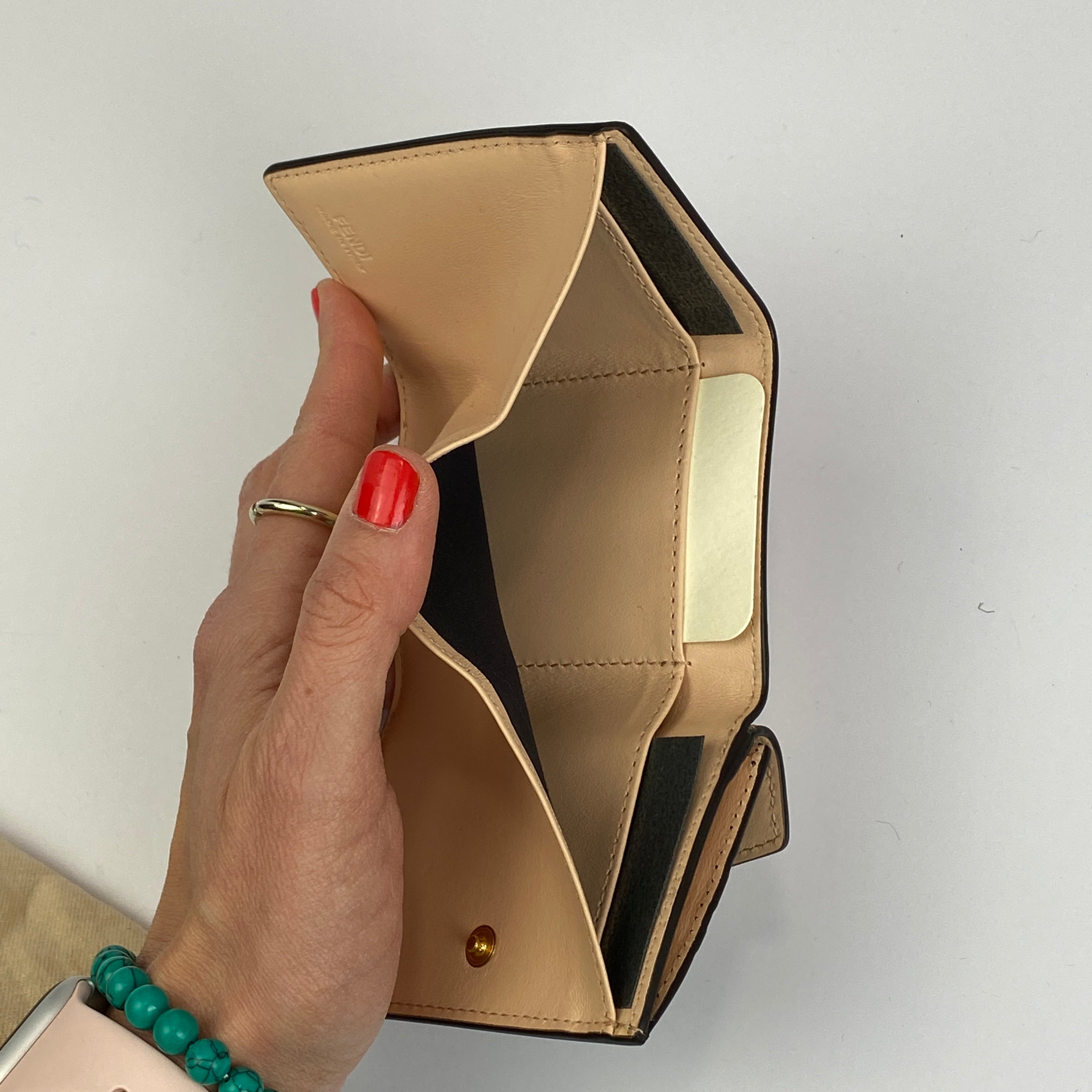 Fendi New £480 Nude & Tan F is Fendi Trifold Wallet