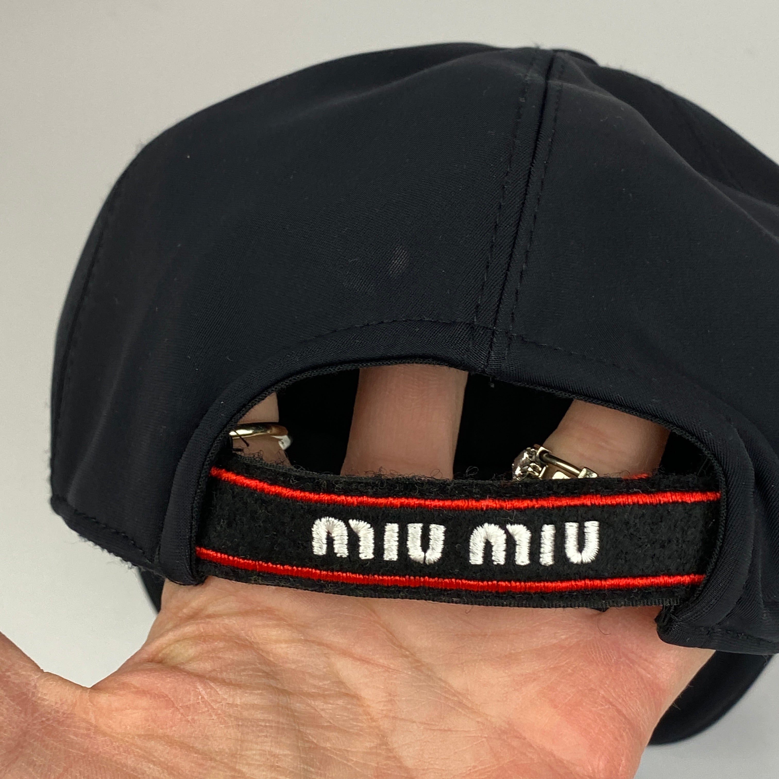 Miu Miu £260 Black Glitter Miu Miu Club Baseball Cap S