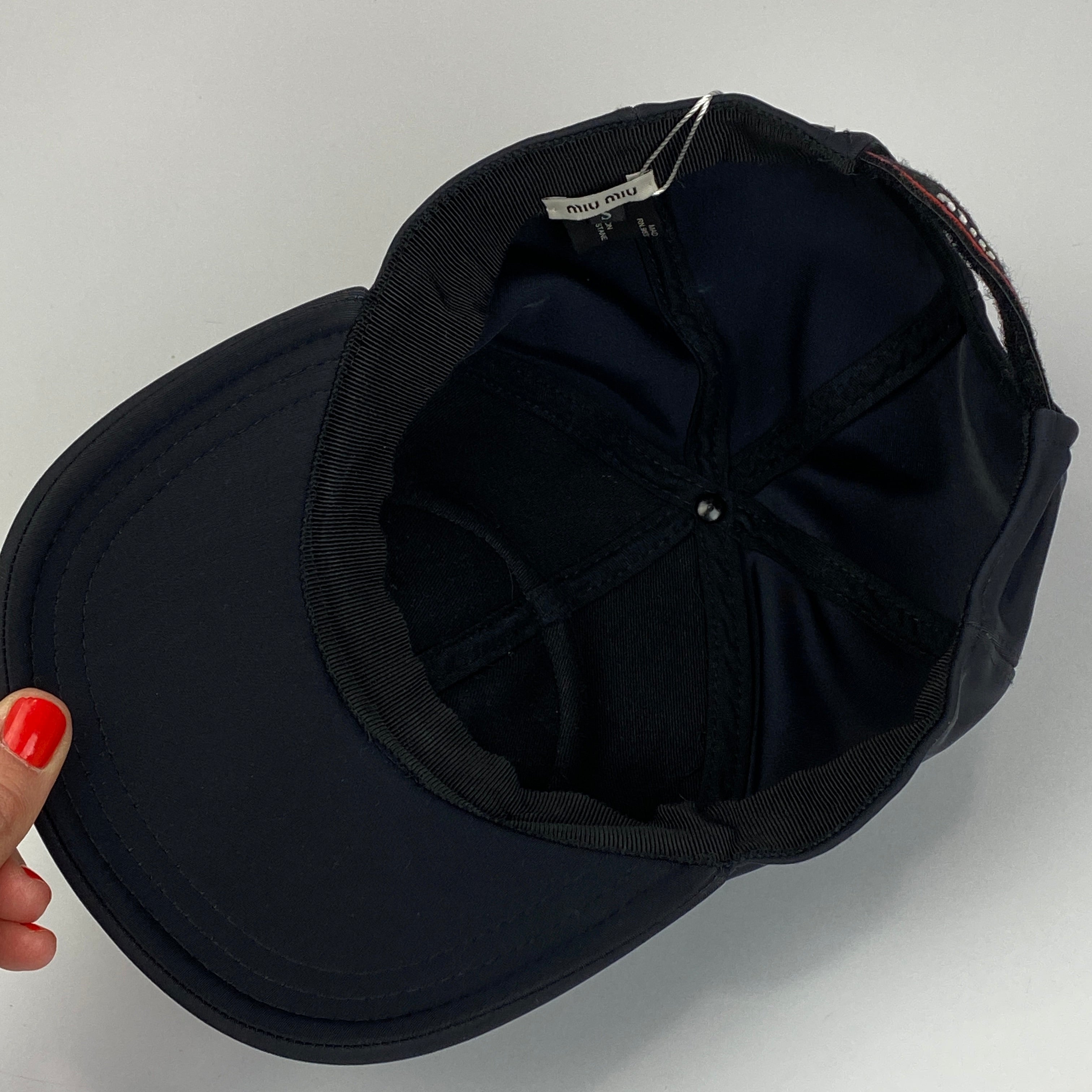 Miu Miu £260 Black Glitter Miu Miu Club Baseball Cap S