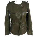 Isabel Marant Etoile Khaki Leather Biker Jacket XXS