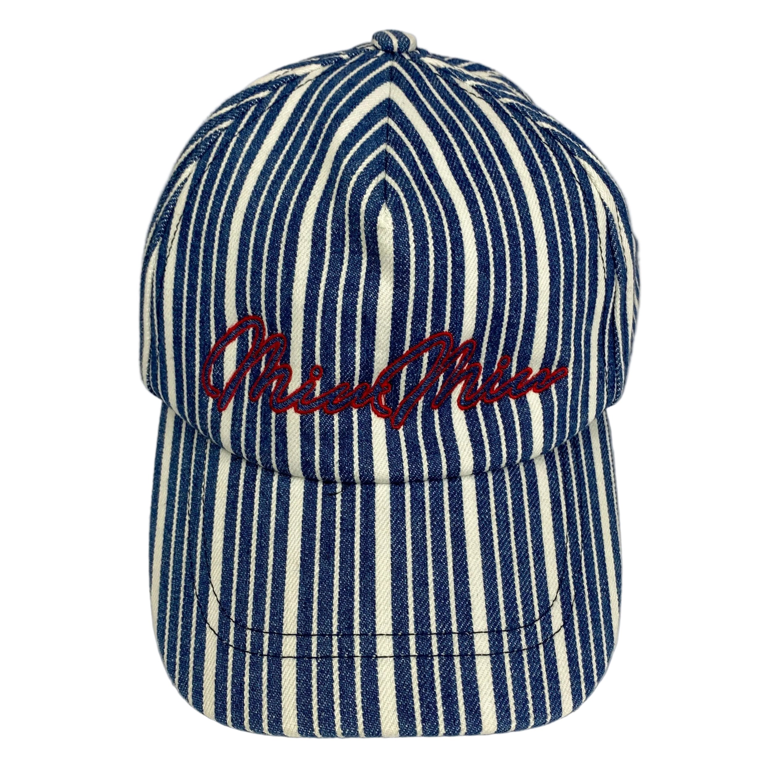 Miu Miu Blue & White Stripe Denim Baseball Cap S