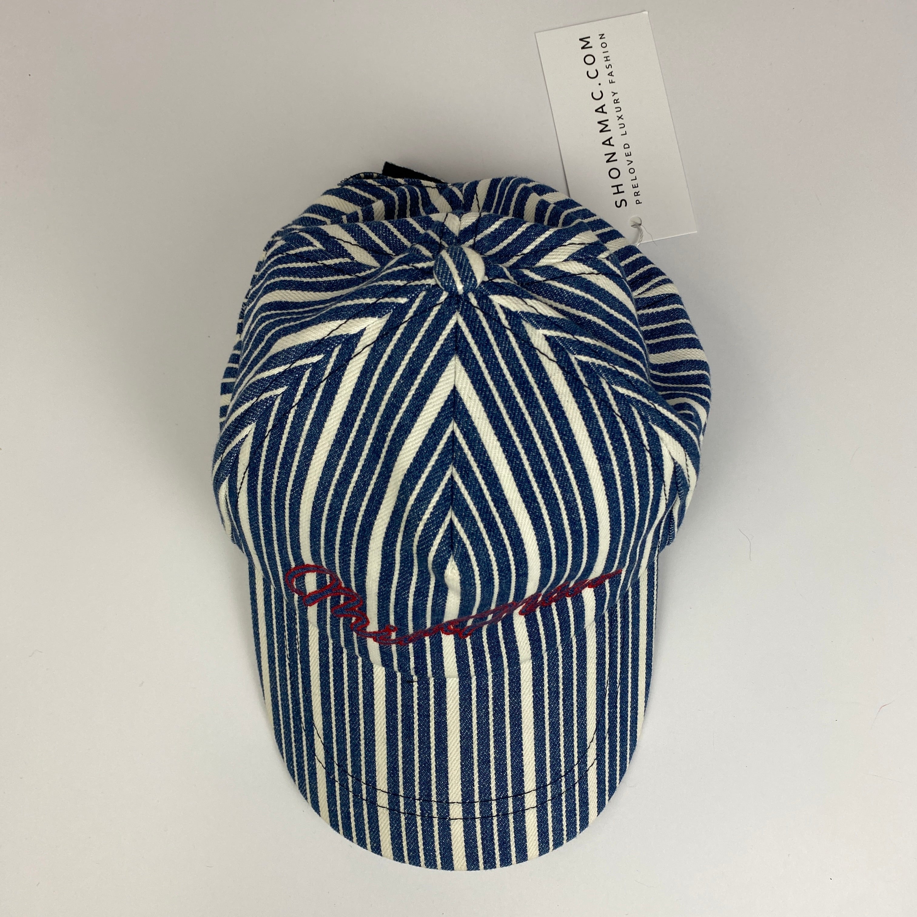 Miu Miu Blue & White Stripe Denim Baseball Cap S