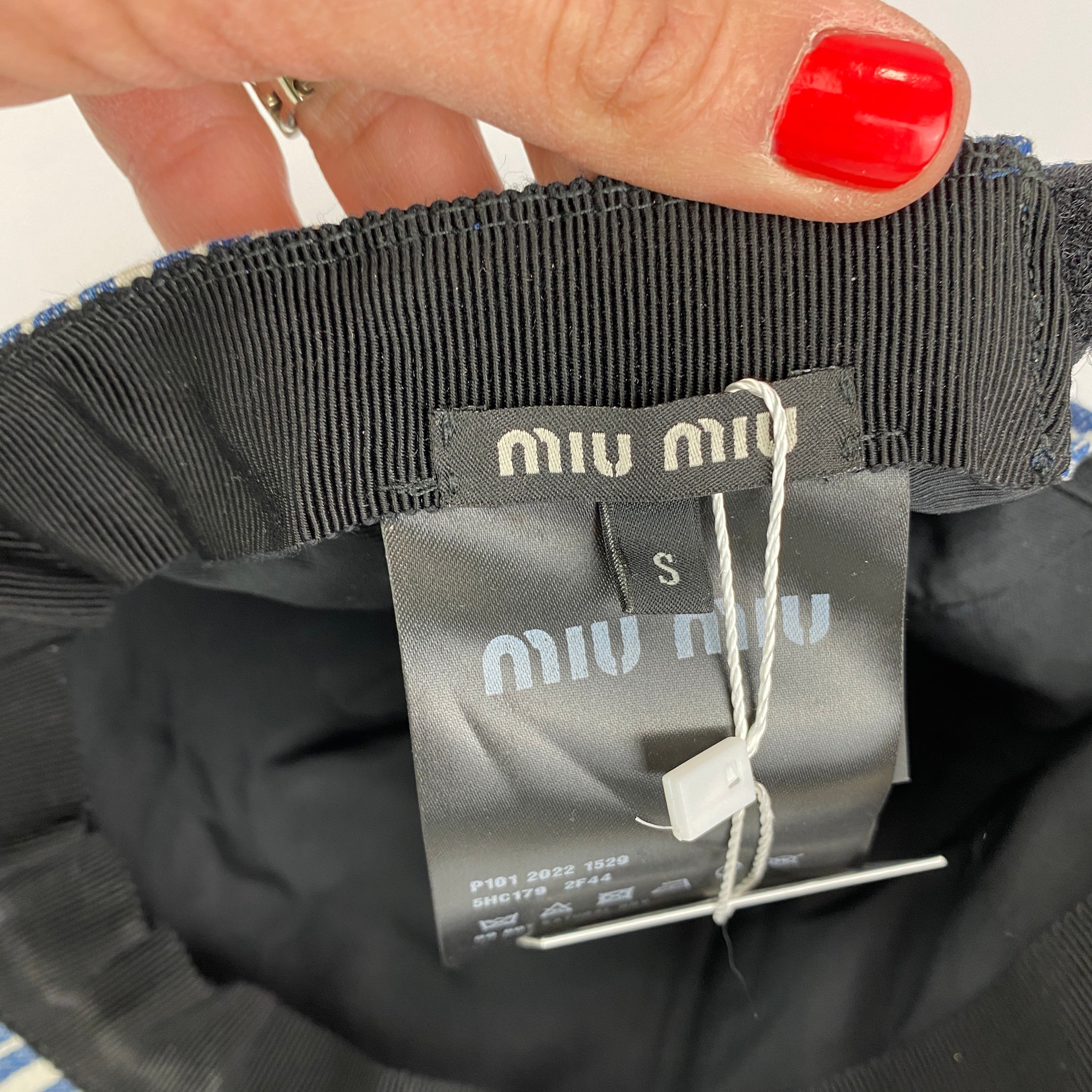 Miu Miu Blue & White Stripe Denim Baseball Cap S