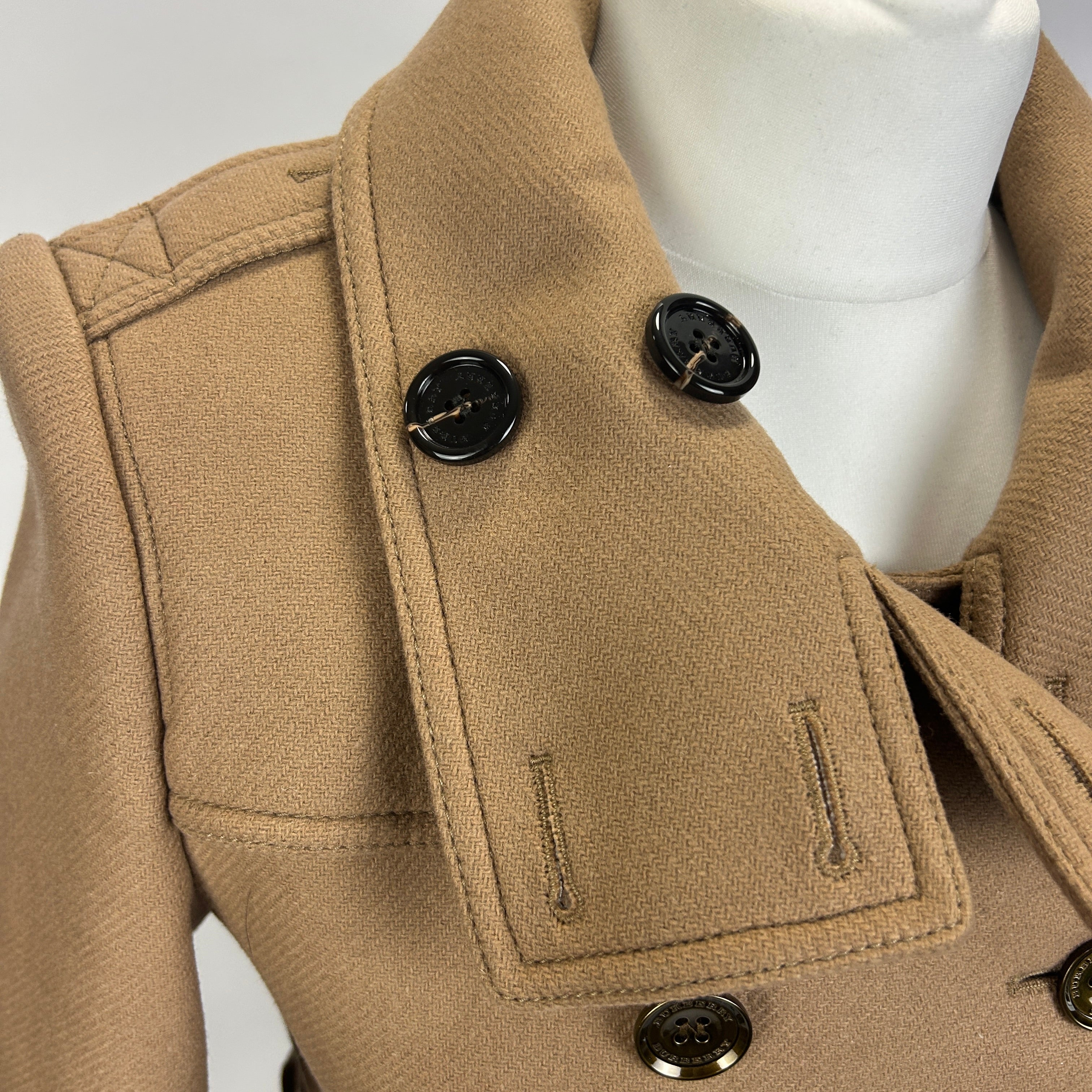 Burberry Camel Wool & Cashmere Short Trench Coat XS