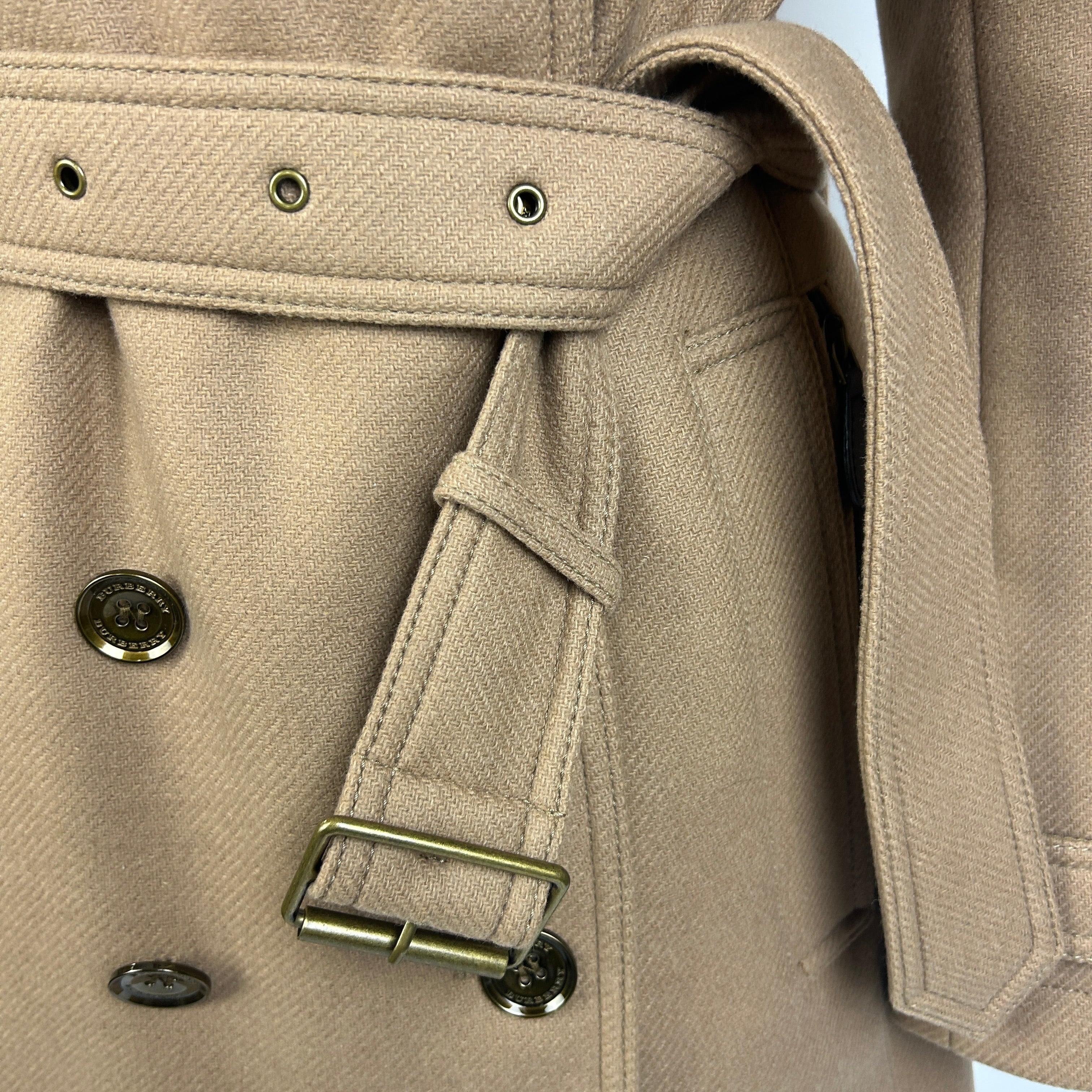 Burberry Camel Wool & Cashmere Short Trench Coat XS
