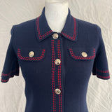 Maje Navy Rosie Contrast Stitch Knit Dress XS