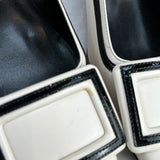 Roger Vivier £690 Ivory & Black Patent Trim Block Heel Pumps 37.5
