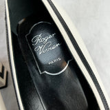 Roger Vivier £690 Ivory & Black Patent Trim Block Heel Pumps 37.5