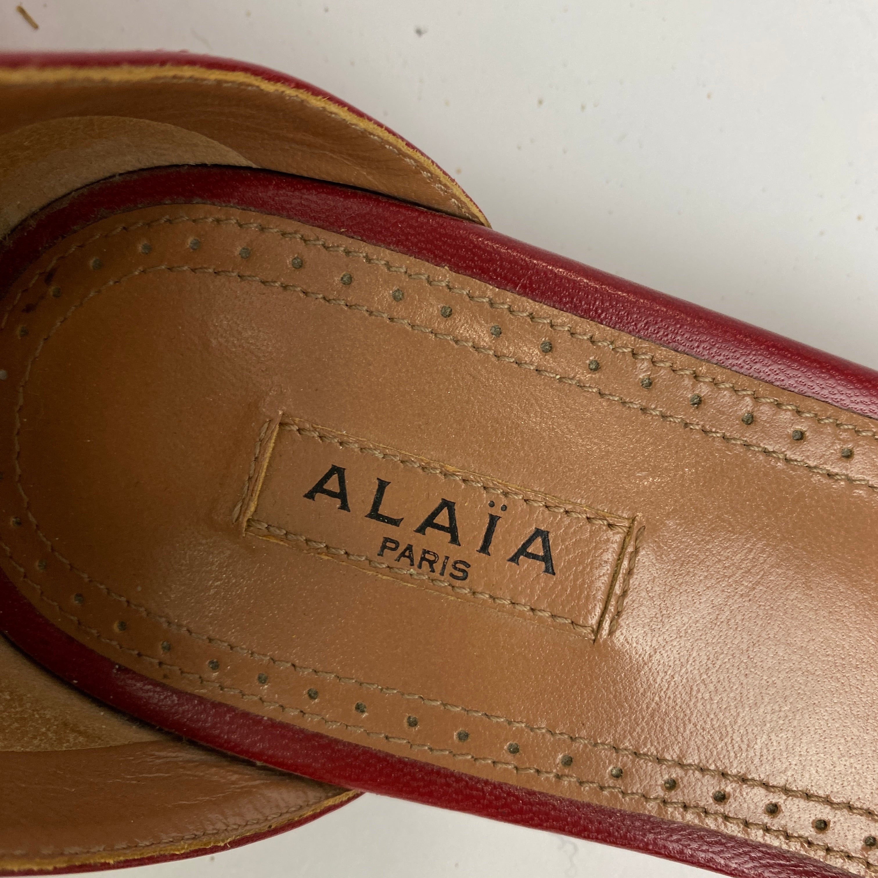 Alaia Red & Rose Gold Lasercut Gladiator Sandals 38.5