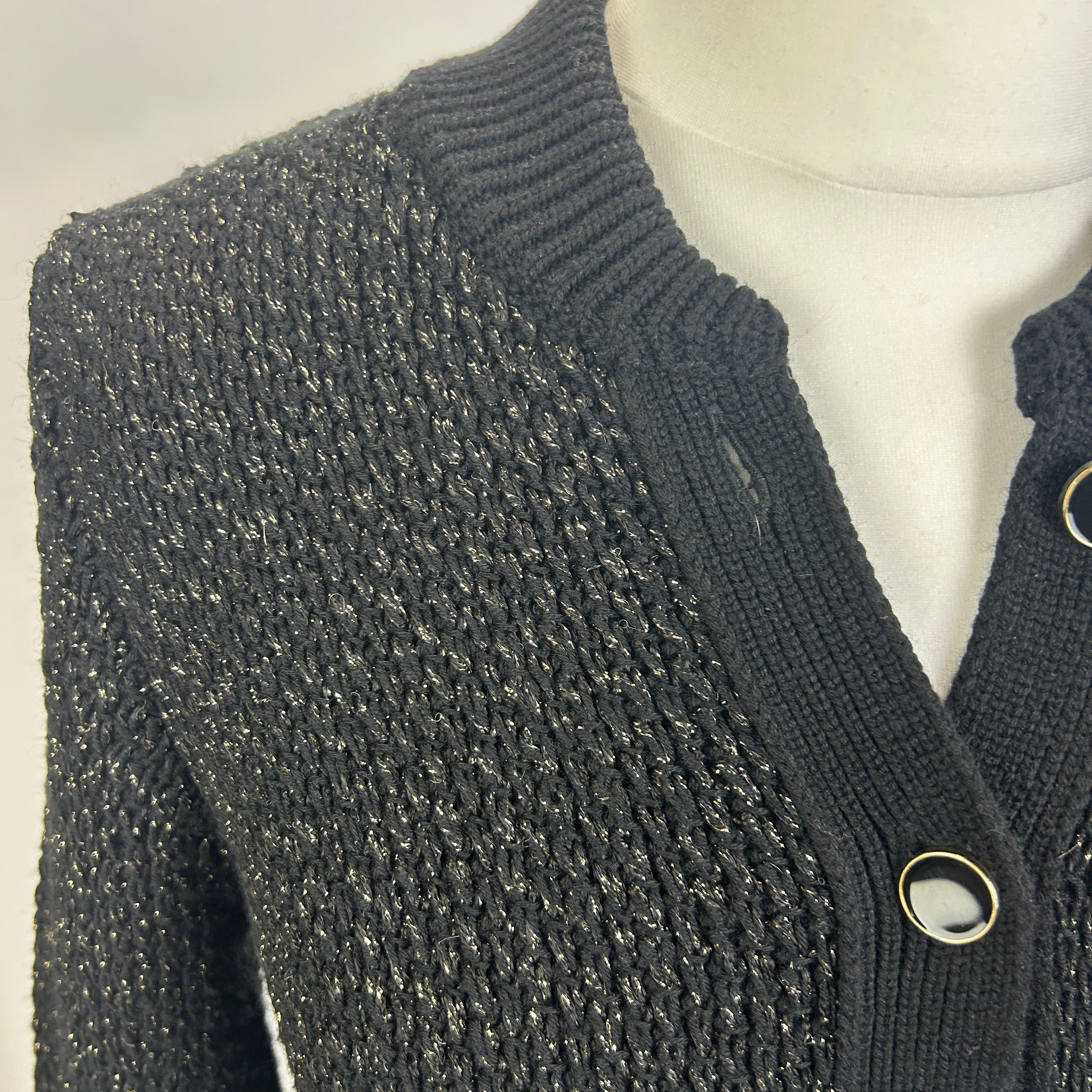Me&Em Black & Gold Textured Knit Cardigan S