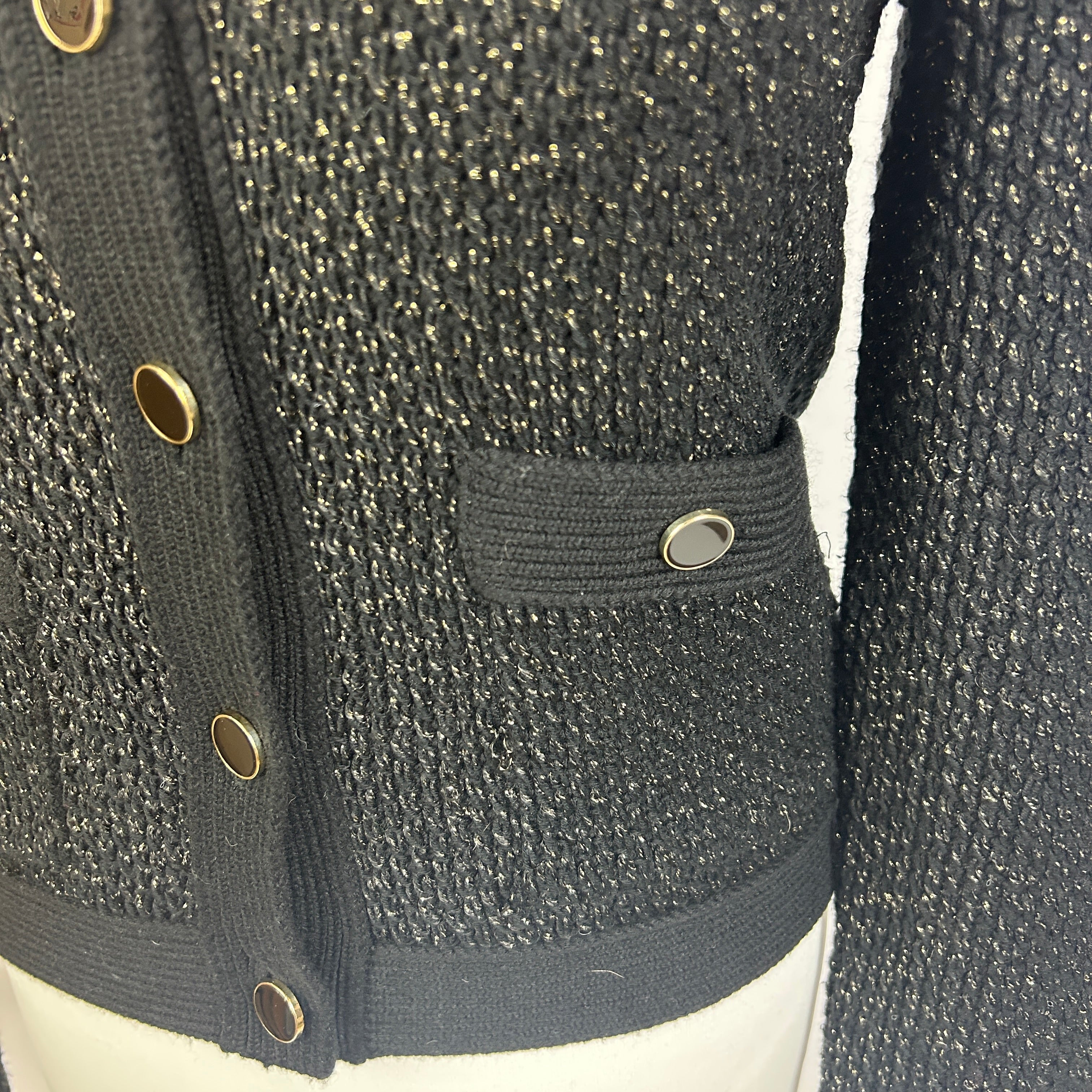 Me&Em Black & Gold Textured Knit Cardigan S