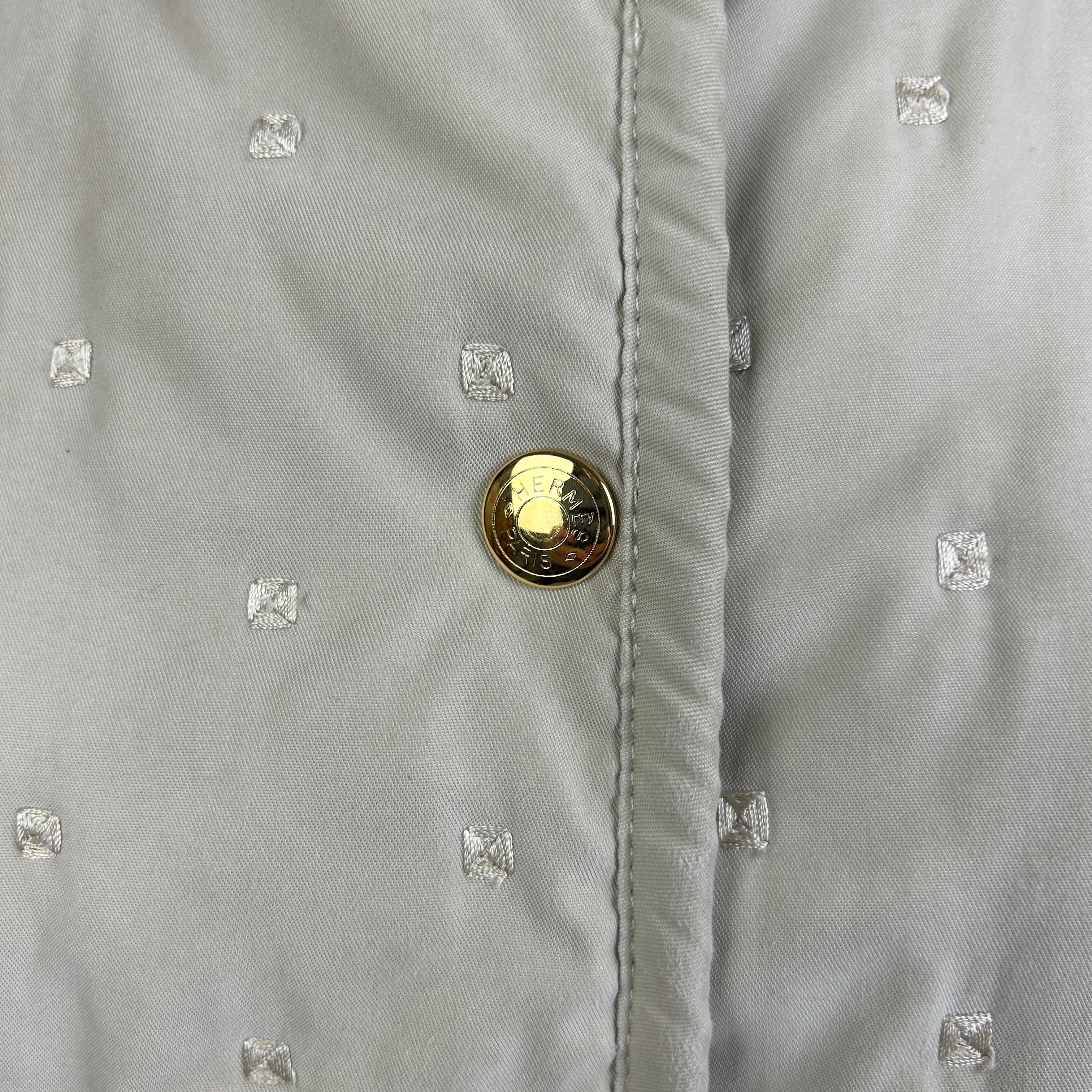 Hermes Vintage Cream Quilted Coat with Velvet Collar M