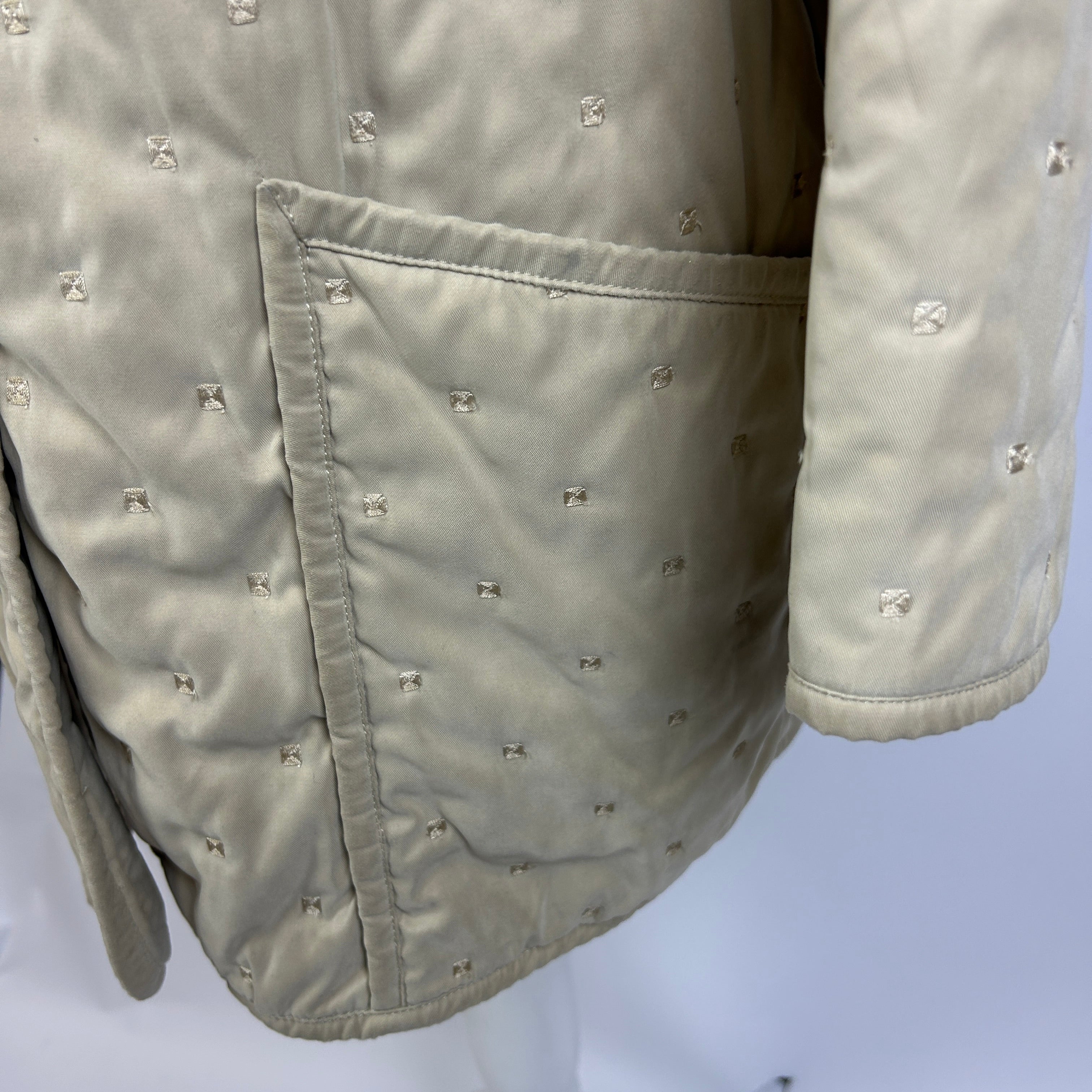 Hermes Vintage Cream Quilted Coat with Velvet Collar M