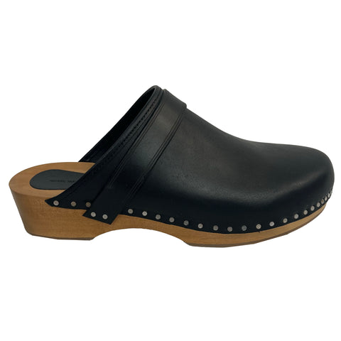 Isabel Marant $460 Brand New Thalie Black Leather Wooden Clogs 39