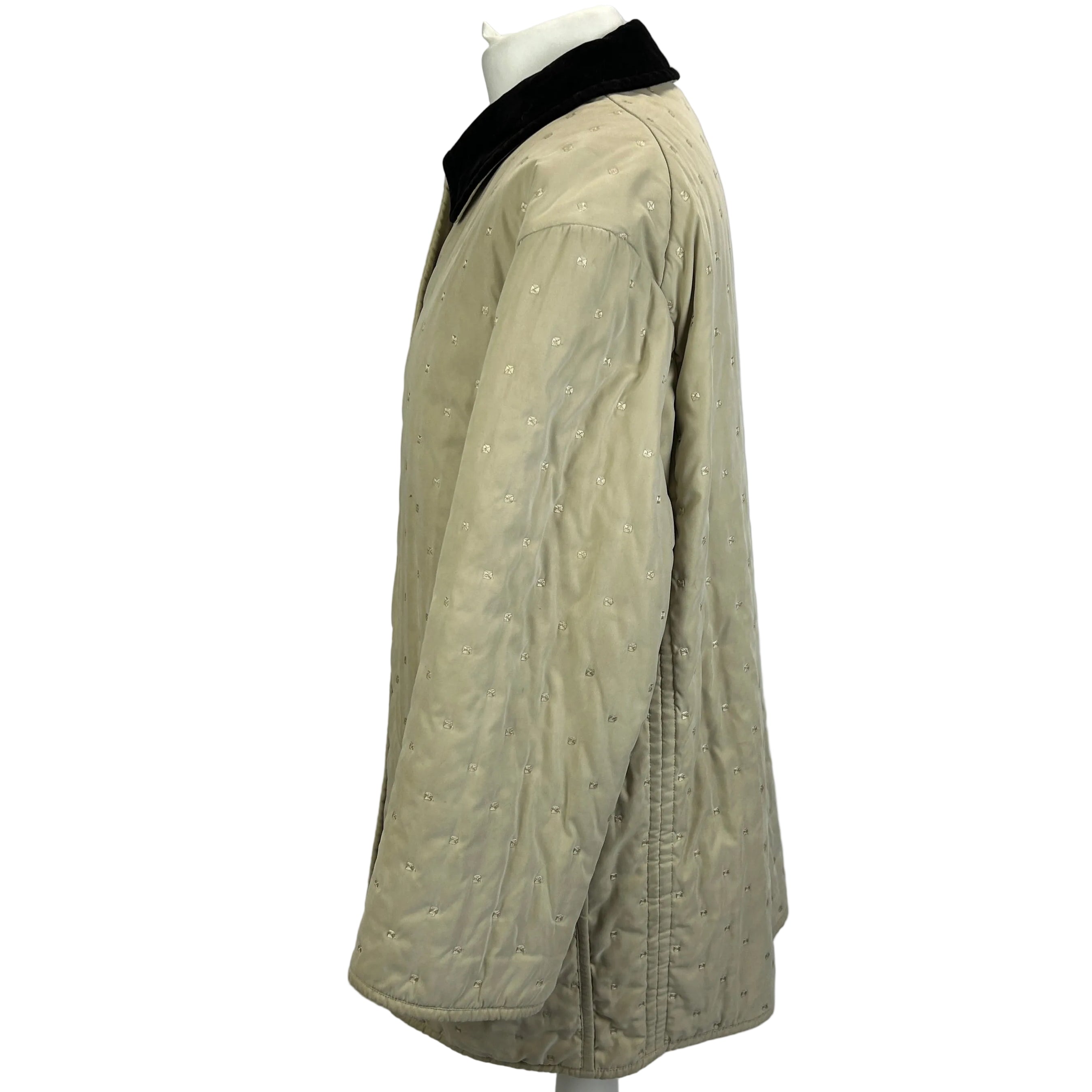 Hermes Vintage Cream Quilted Coat with Velvet Collar M