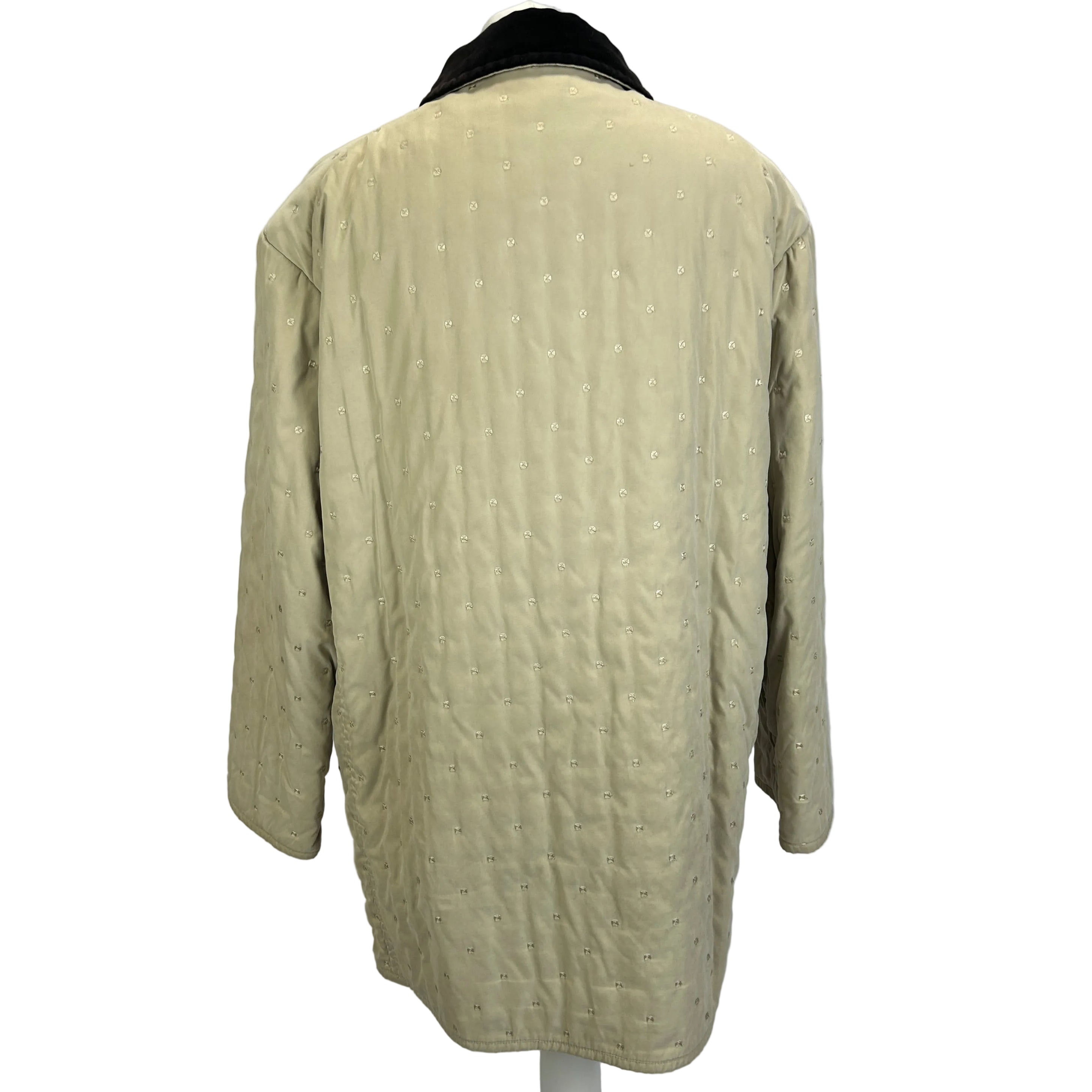 Hermes Vintage Cream Quilted Coat with Velvet Collar M