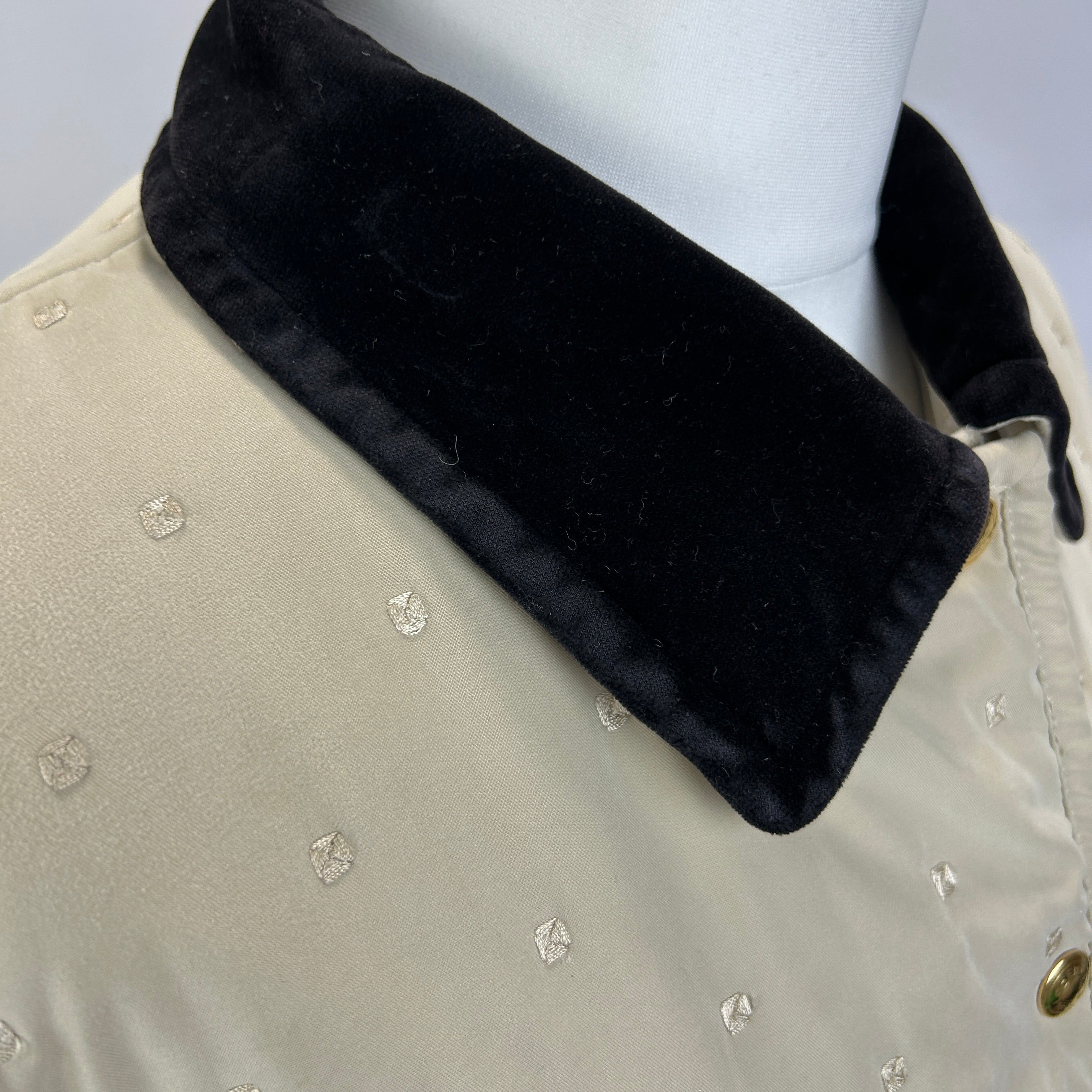 Hermes Vintage Cream Quilted Coat with Velvet Collar M