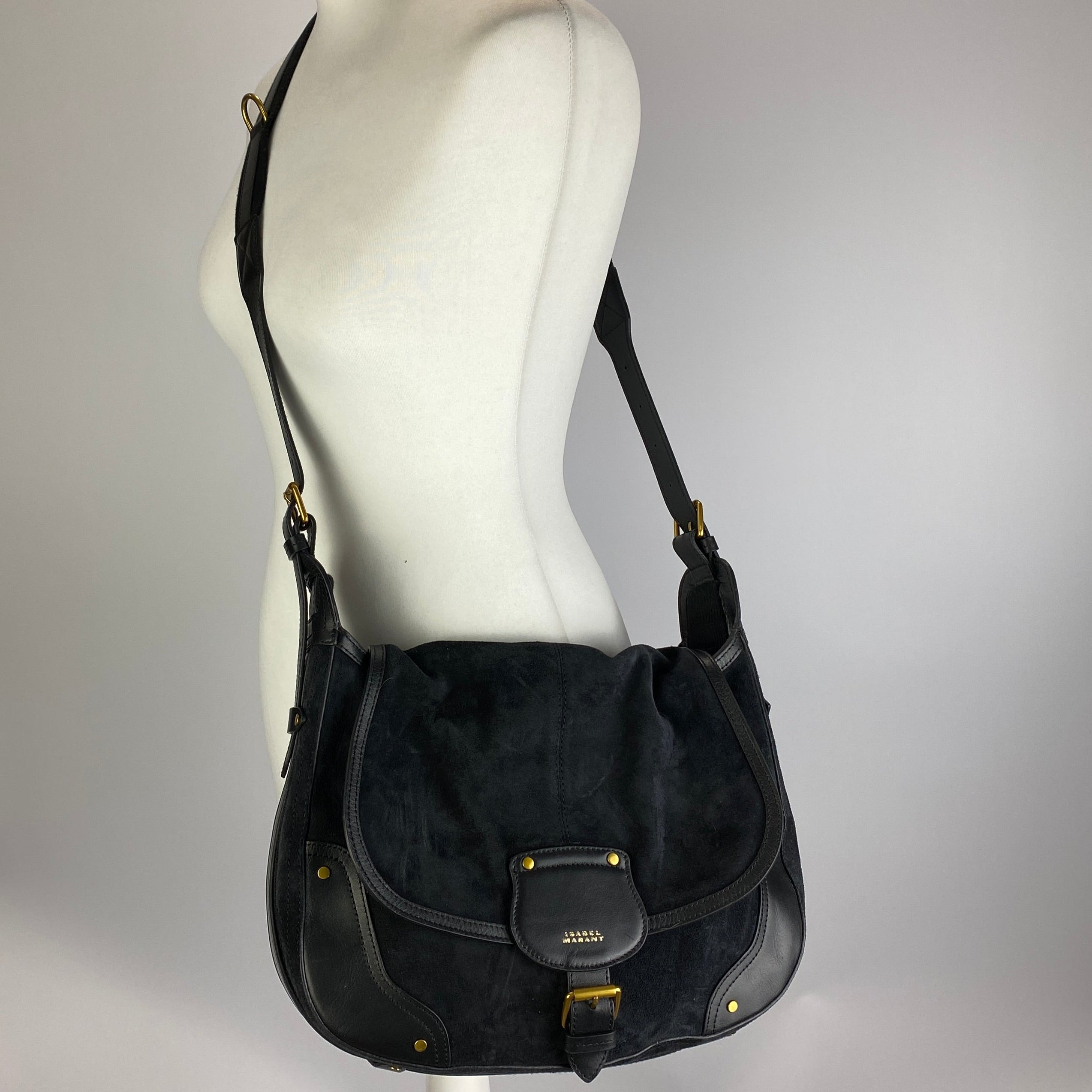 Isabel Marant £890 Black Suede Sierra Crossbody Bag