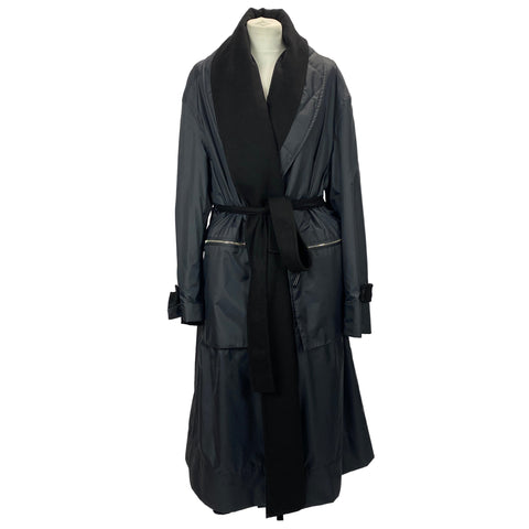 Loewe £1200 Navy Nylon Belted Raincoat with Wool Liner M