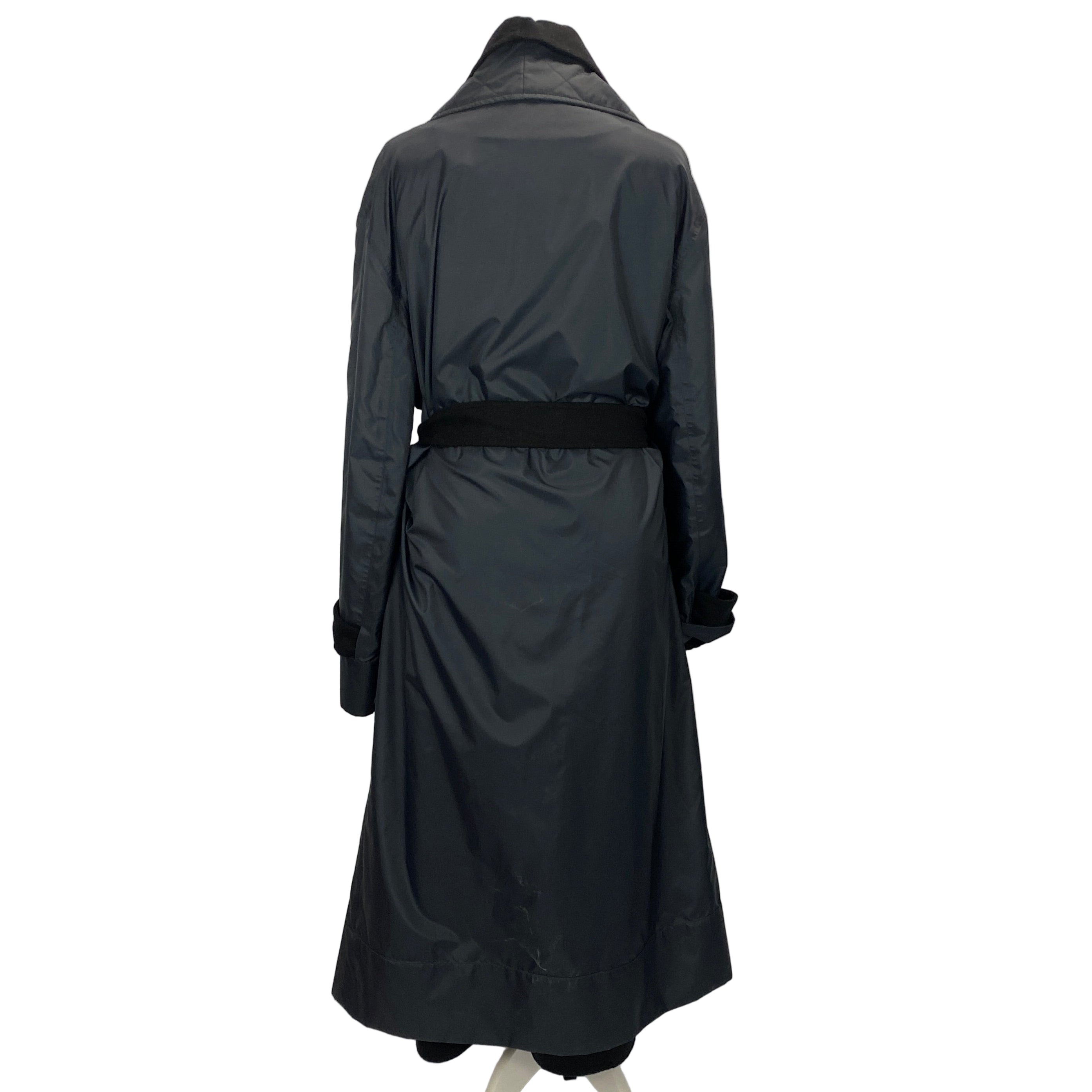 Loewe £1200 Navy Nylon Belted Raincoat with Wool Liner M