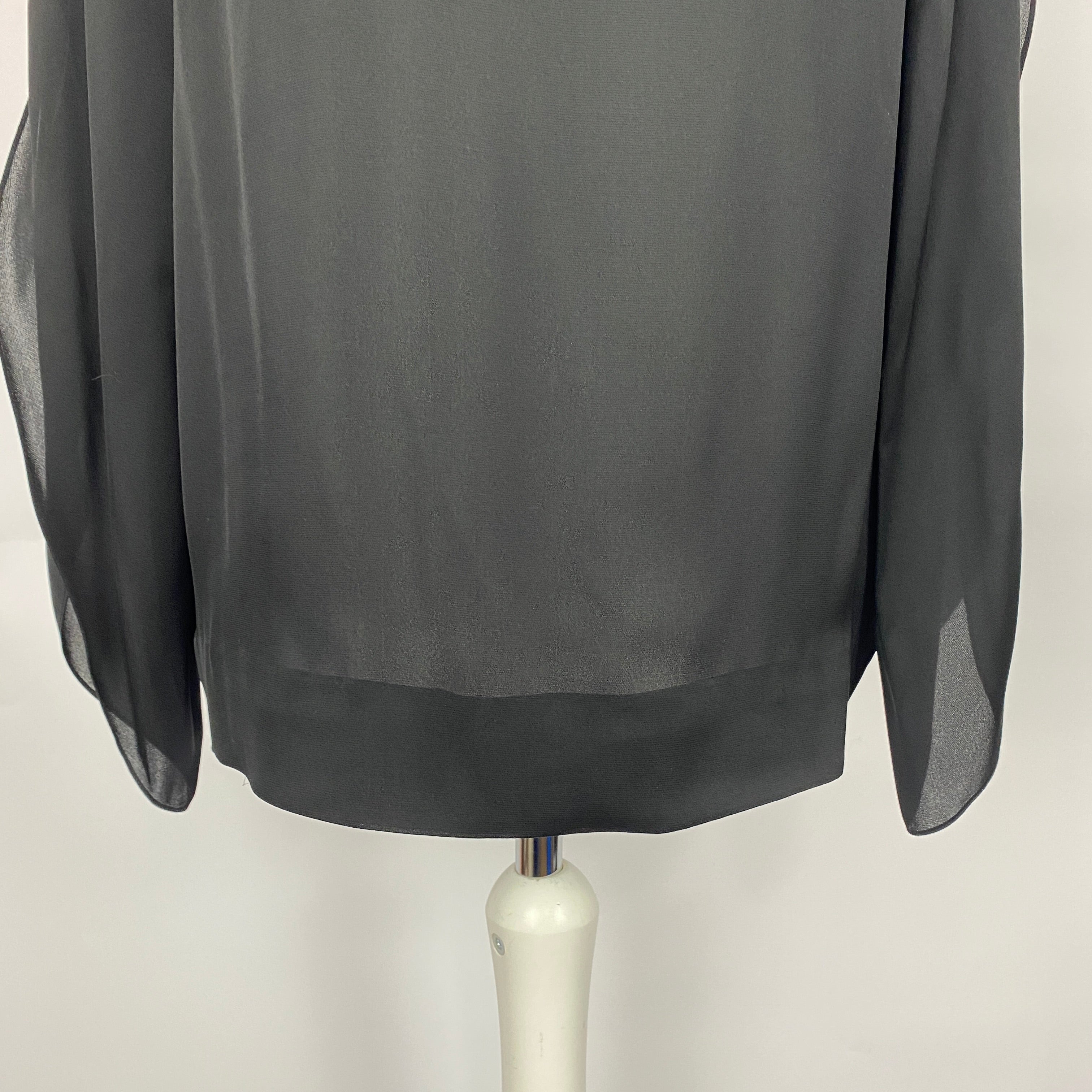 Ralph Lauren Black Silk Boat Neck Top L