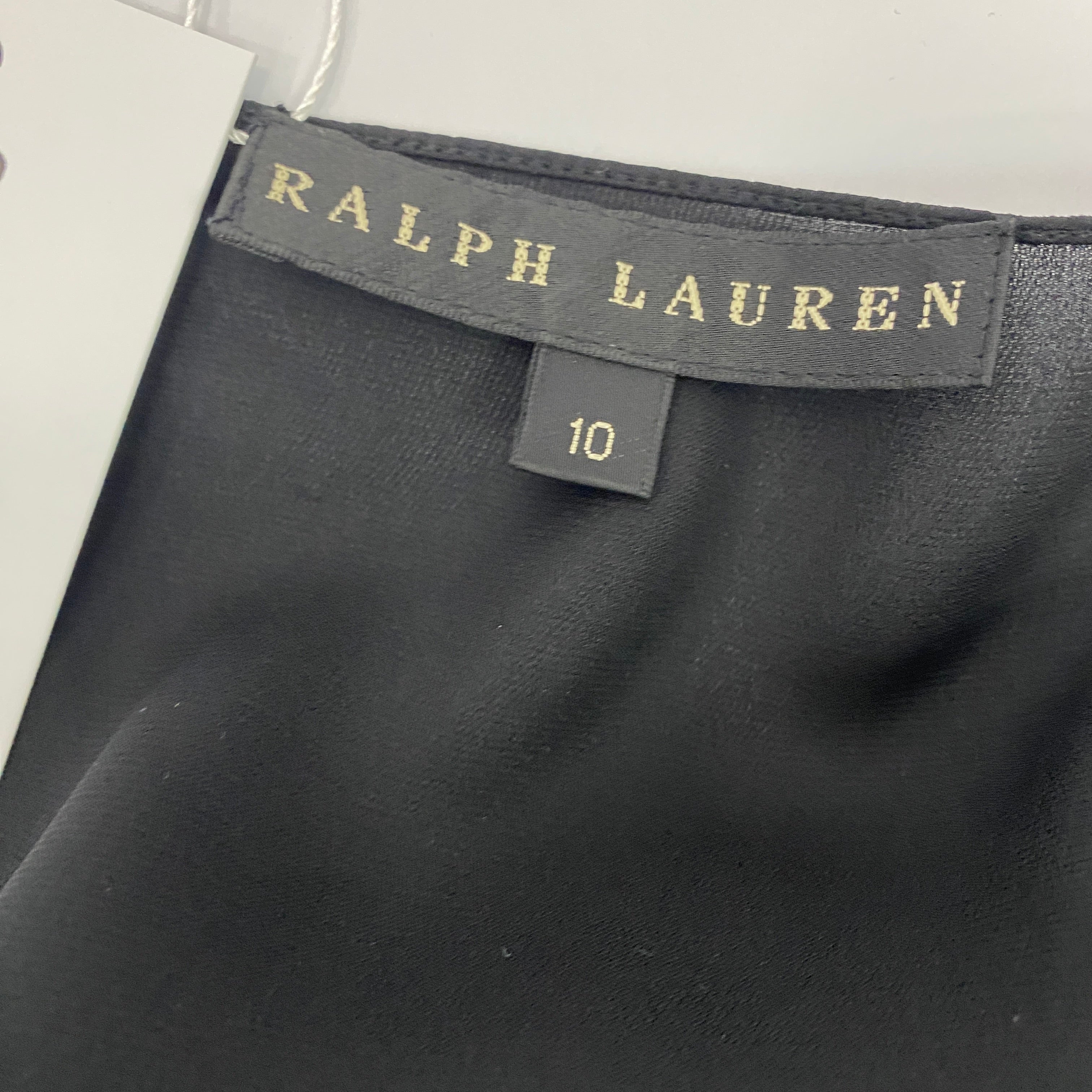 Ralph Lauren Black Silk Boat Neck Top L