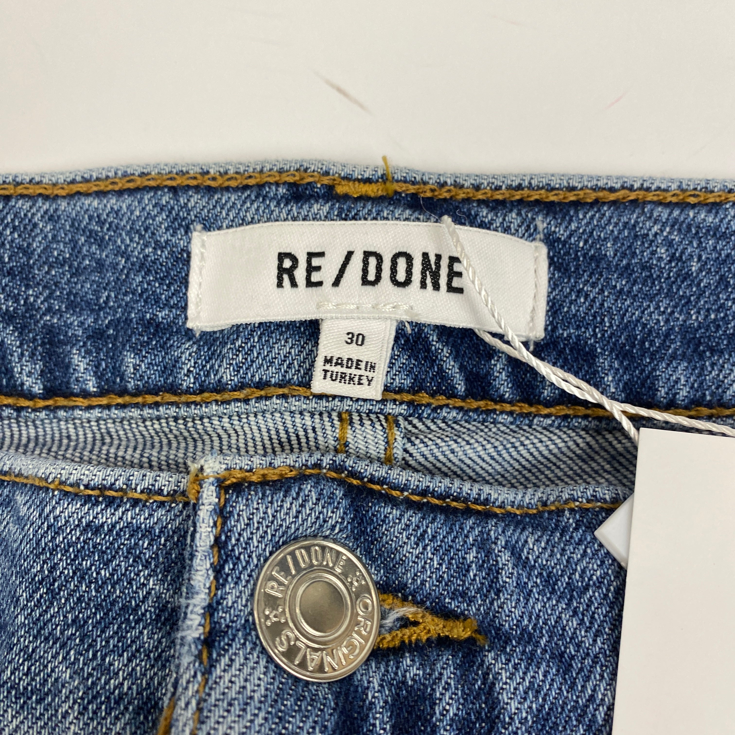 Re/Done New £265 Vintaged Blue 70s Stovepipe Cut-Off Jeans 30