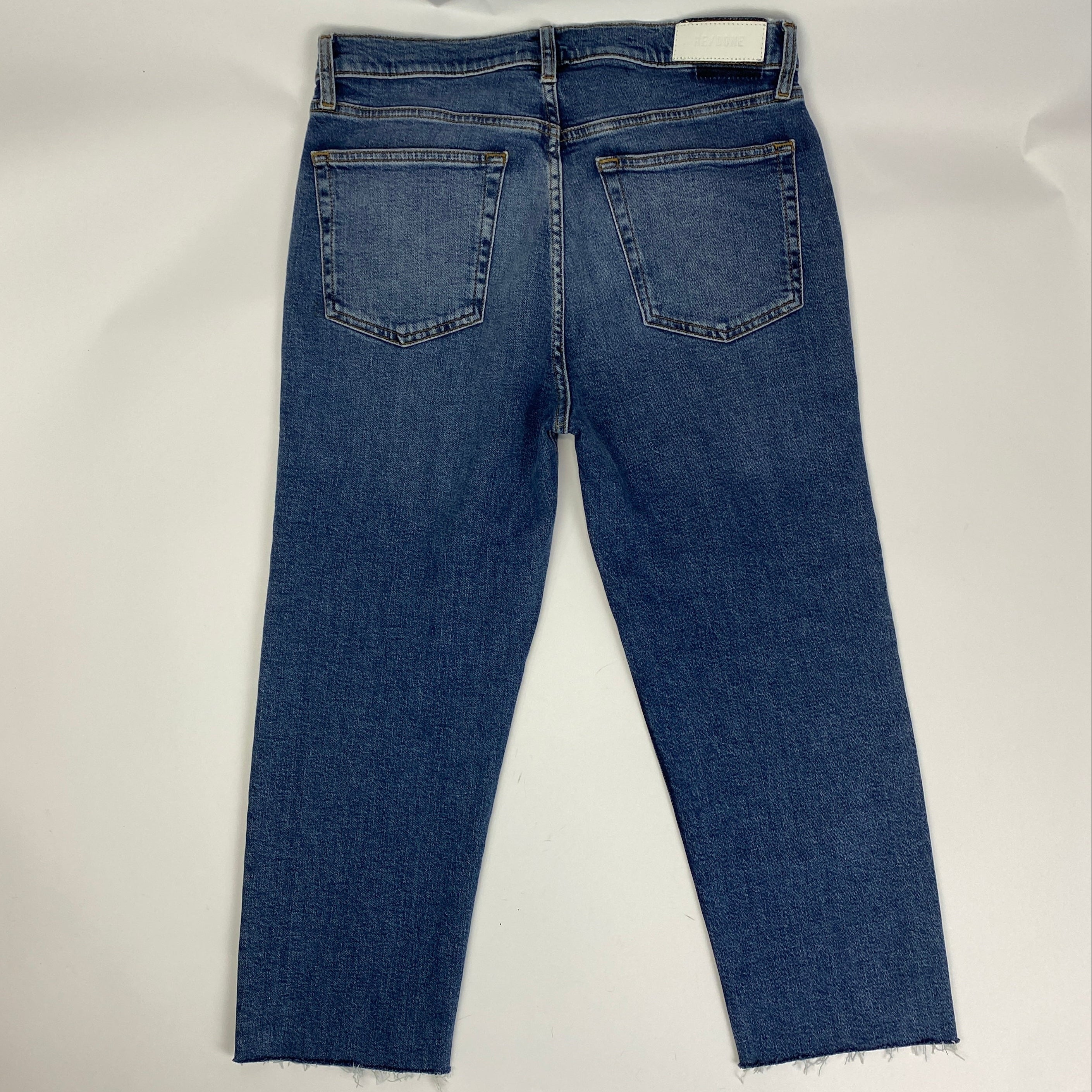 Re/Done New £265 Vintaged Blue 70s Stovepipe Cut-Off Jeans 30