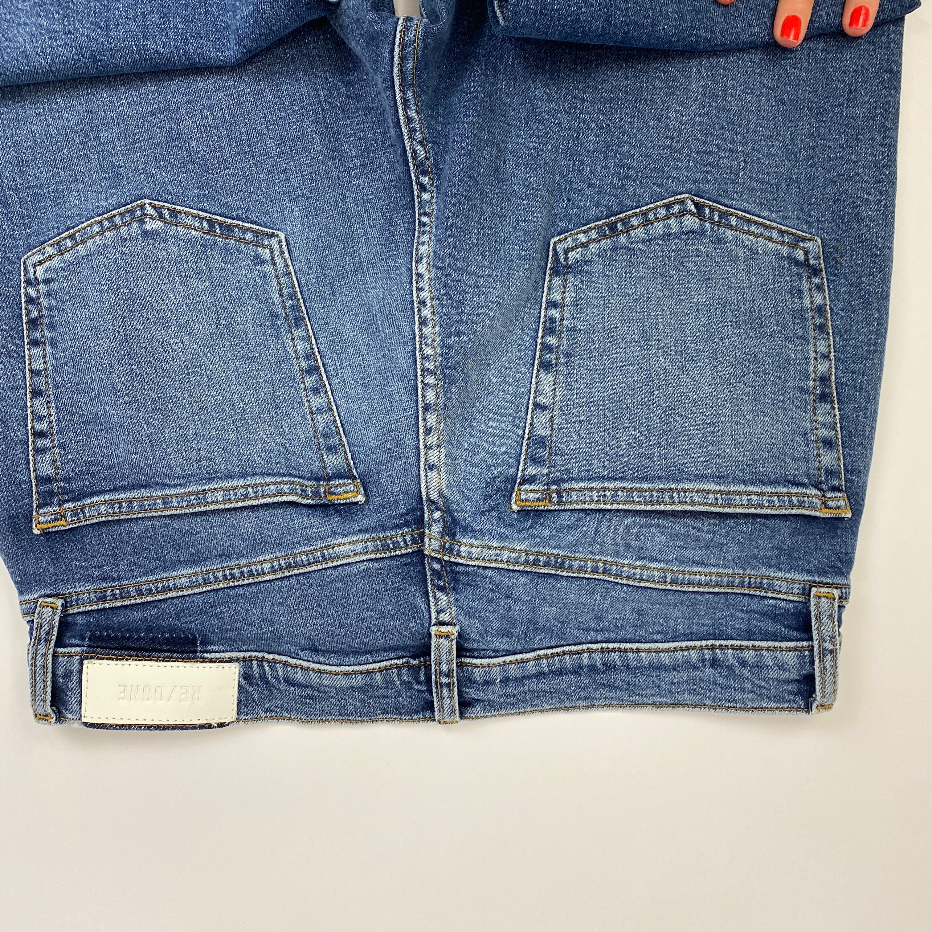 Re/Done New £265 Vintaged Blue 70s Stovepipe Cut-Off Jeans 30