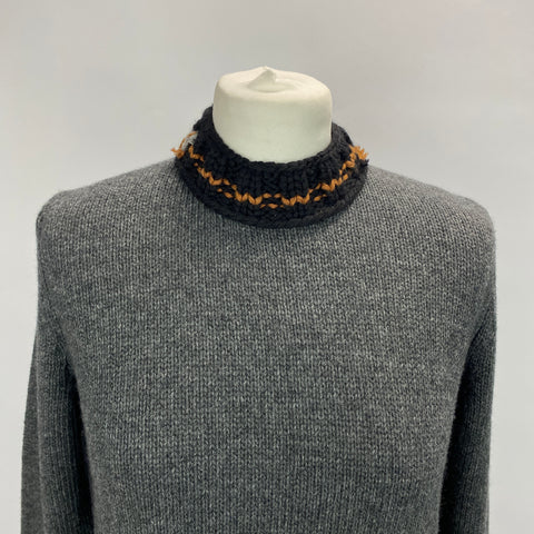 Prada Charcoal Wool & Cashmere Pompom Sweater L