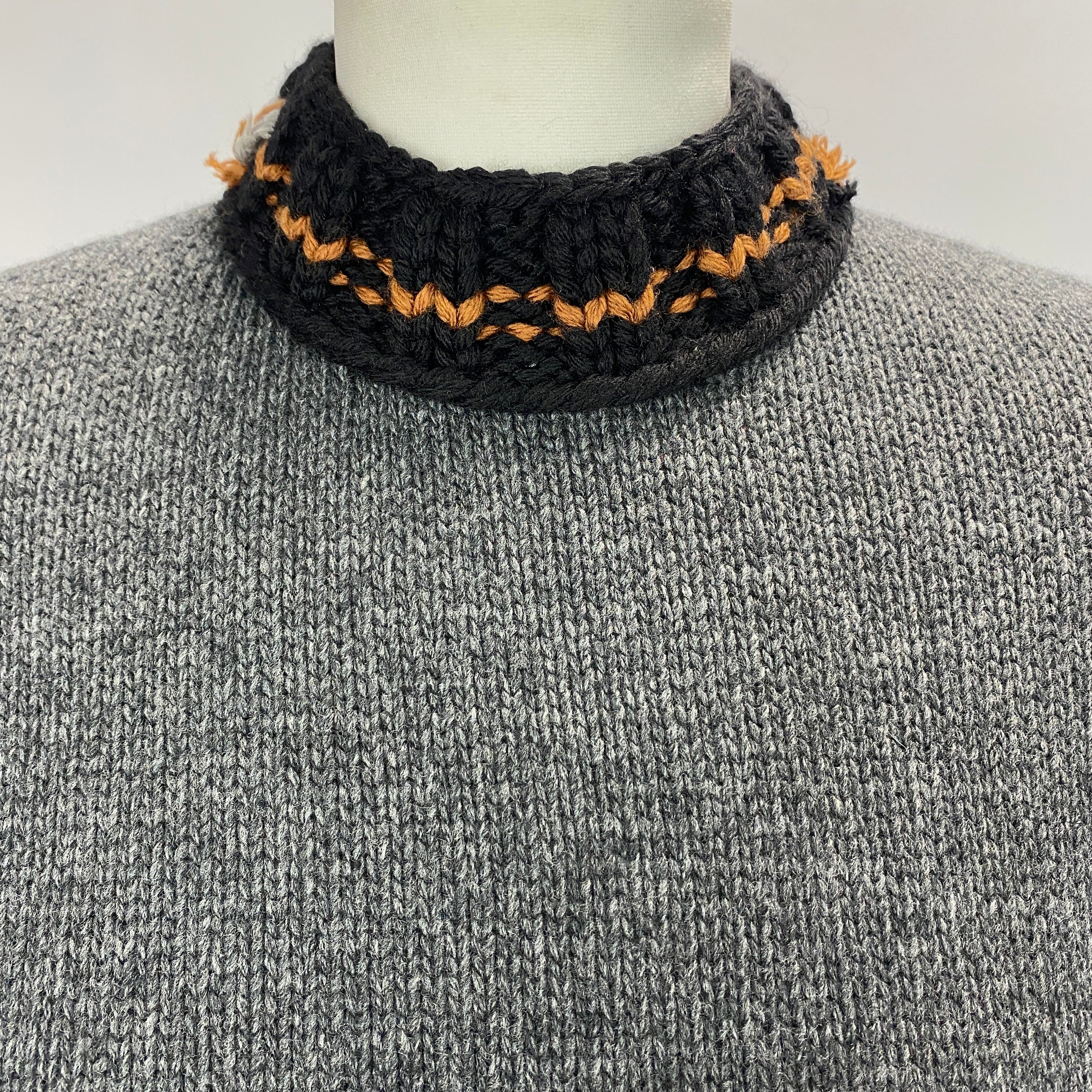 Prada Charcoal Wool & Cashmere Pompom Sweater L