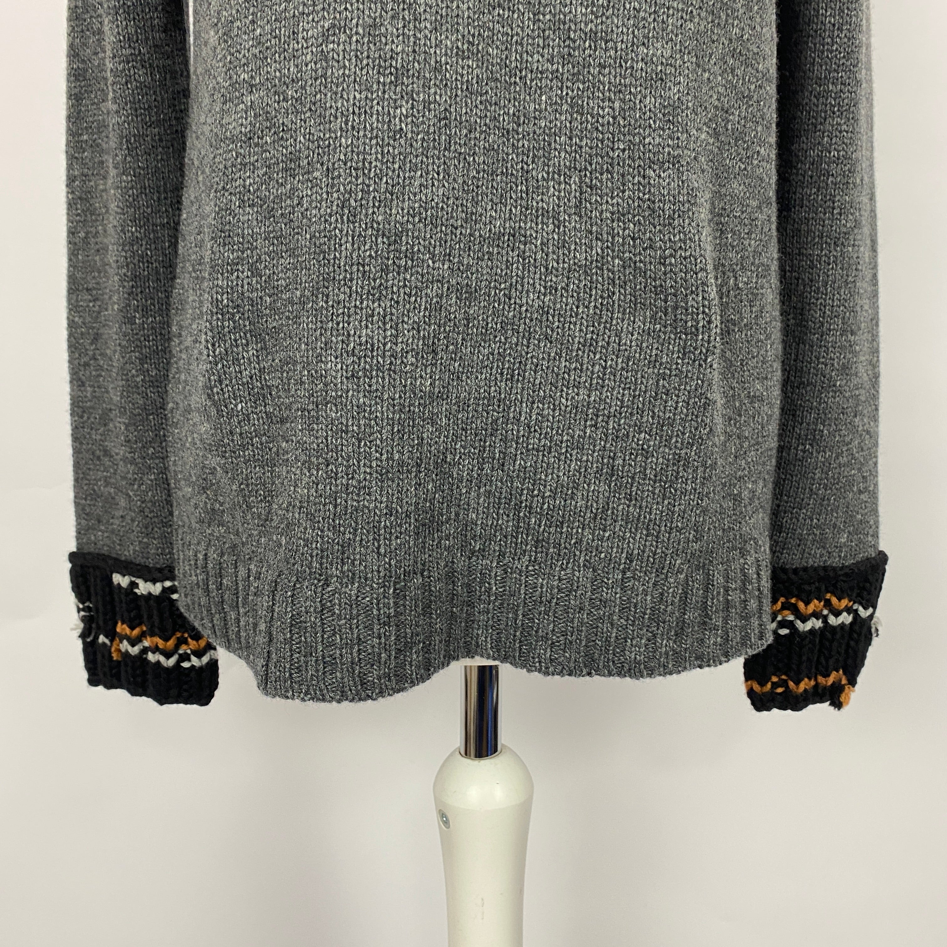 Prada Charcoal Wool & Cashmere Pompom Sweater L