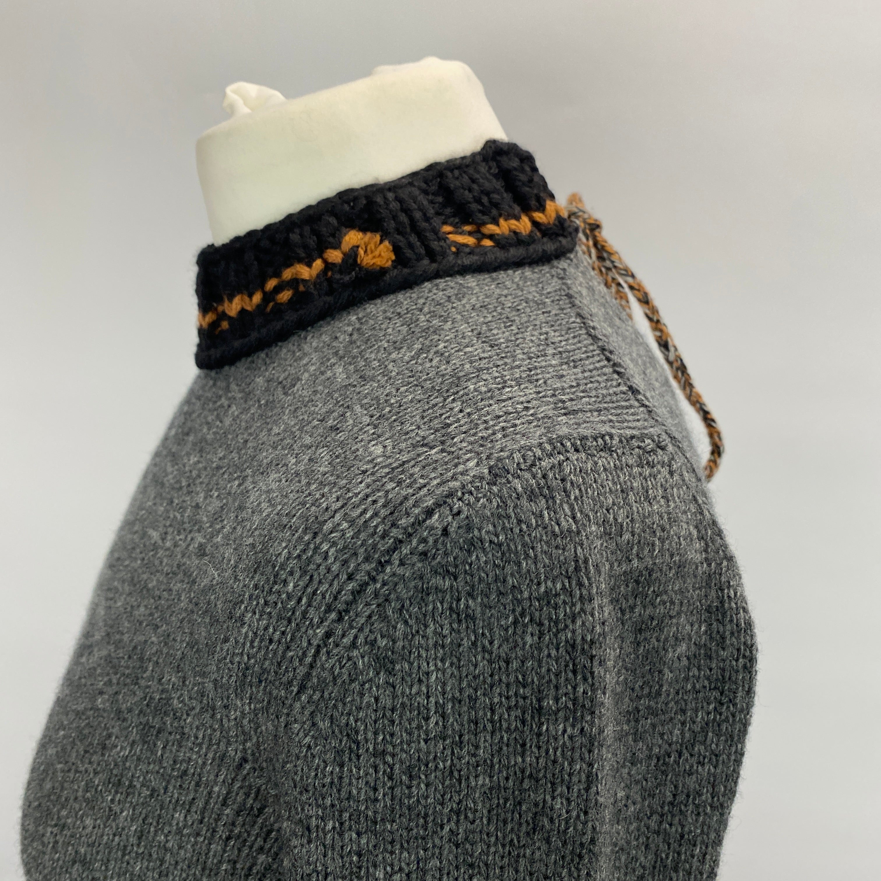 Prada Charcoal Wool & Cashmere Pompom Sweater L