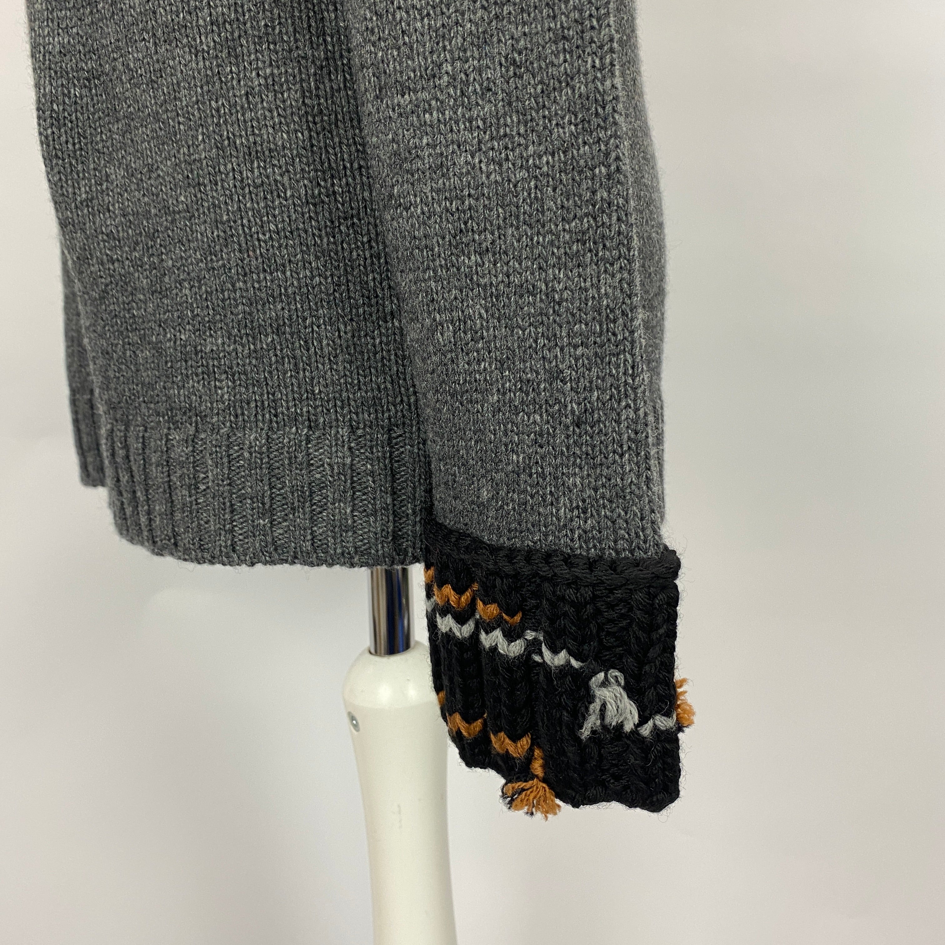 Prada Charcoal Wool & Cashmere Pompom Sweater L