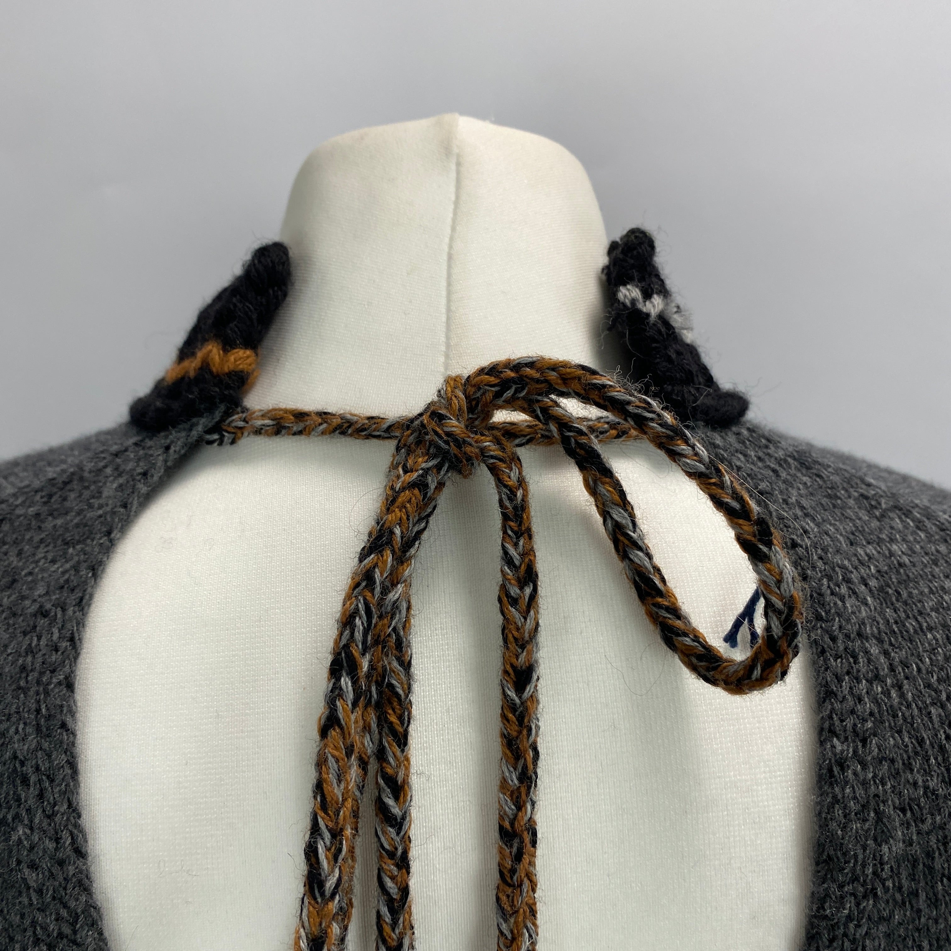 Prada Charcoal Wool & Cashmere Pompom Sweater L