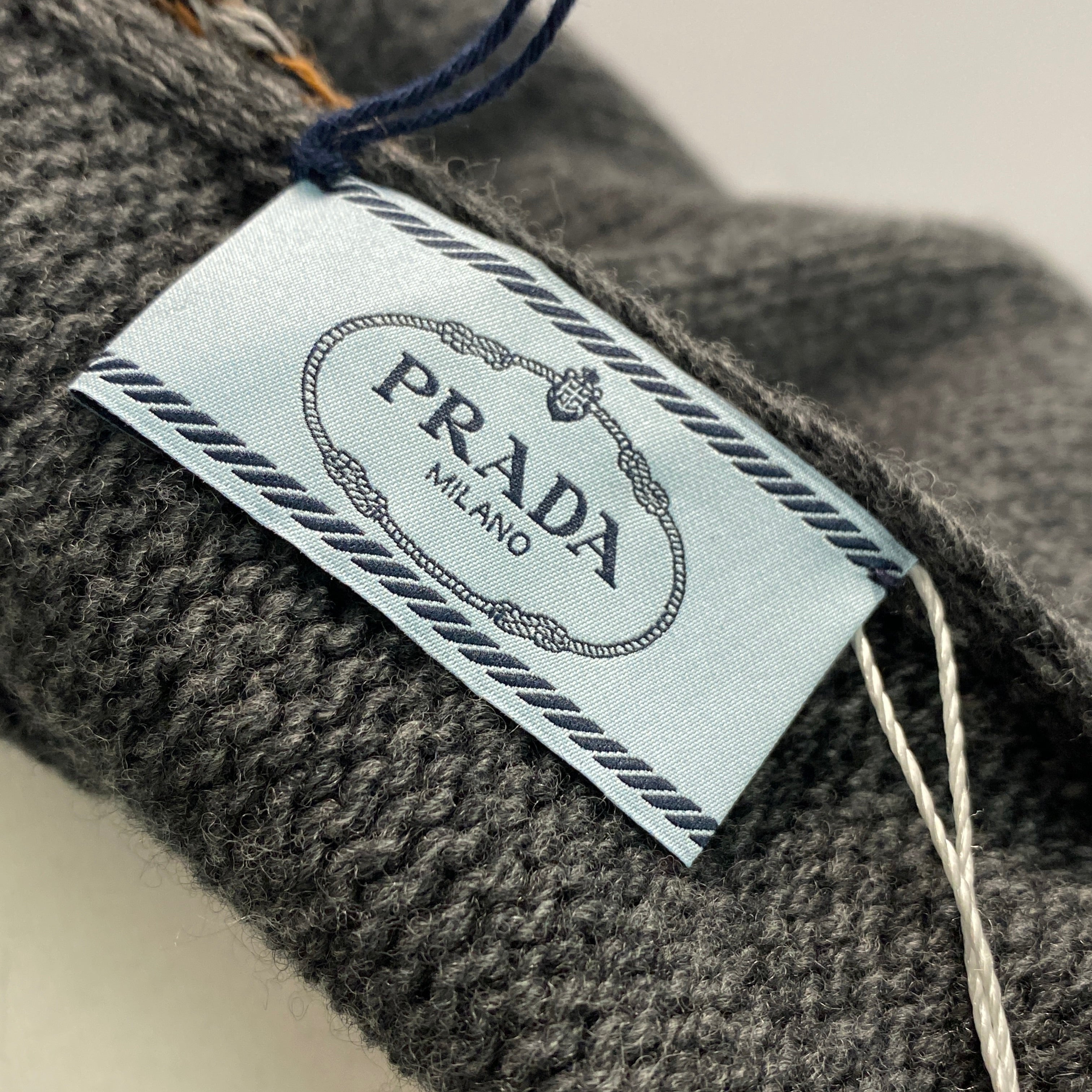 Prada Charcoal Wool & Cashmere Pompom Sweater L