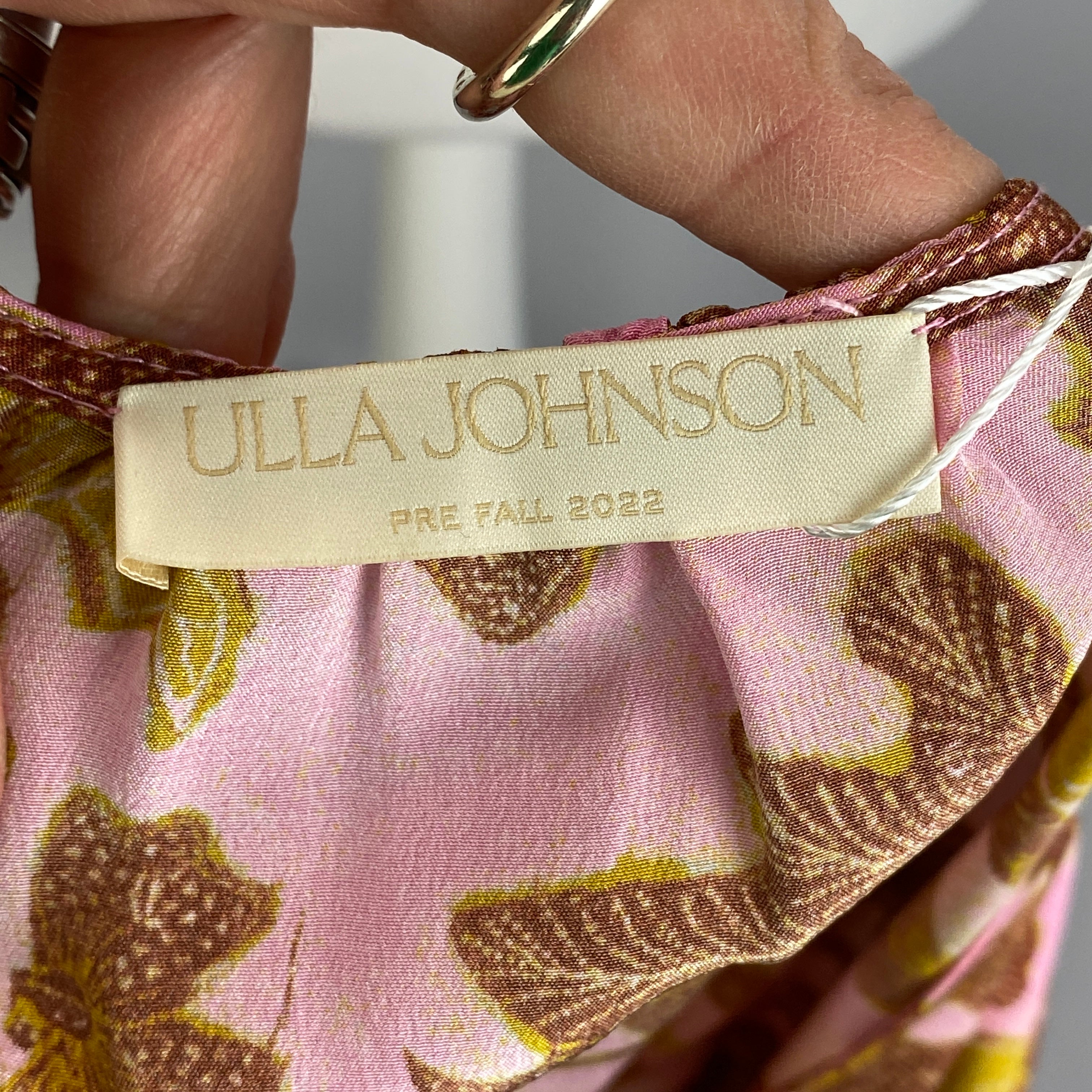 Ulla Johnson Sorbet & Gold Floral Silk Peplum Blouse M