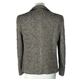 Akris £2500 Black & Cream Textured Stretch Silk Jacket L