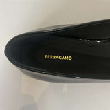 Salvatore Ferragamo Brand New £635 Black Patent Annie Bow Flats 39