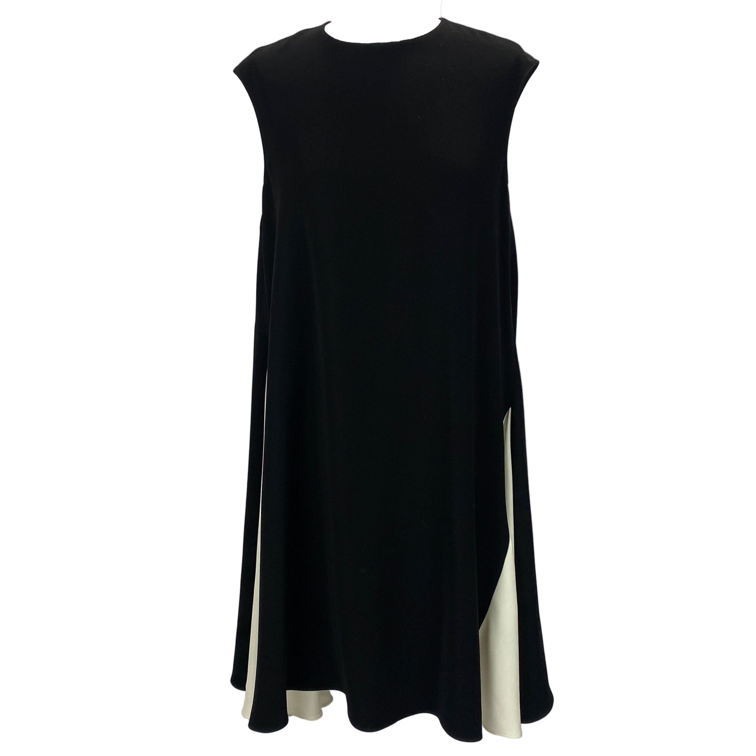 Carolina Herrera Black & Ivory Fluted Asymmetric Dress XS