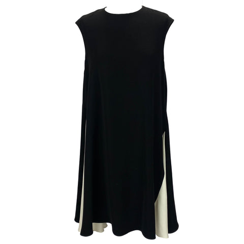 Carolina Herrera Black & Ivory Fluted Asymmetric Dress XS
