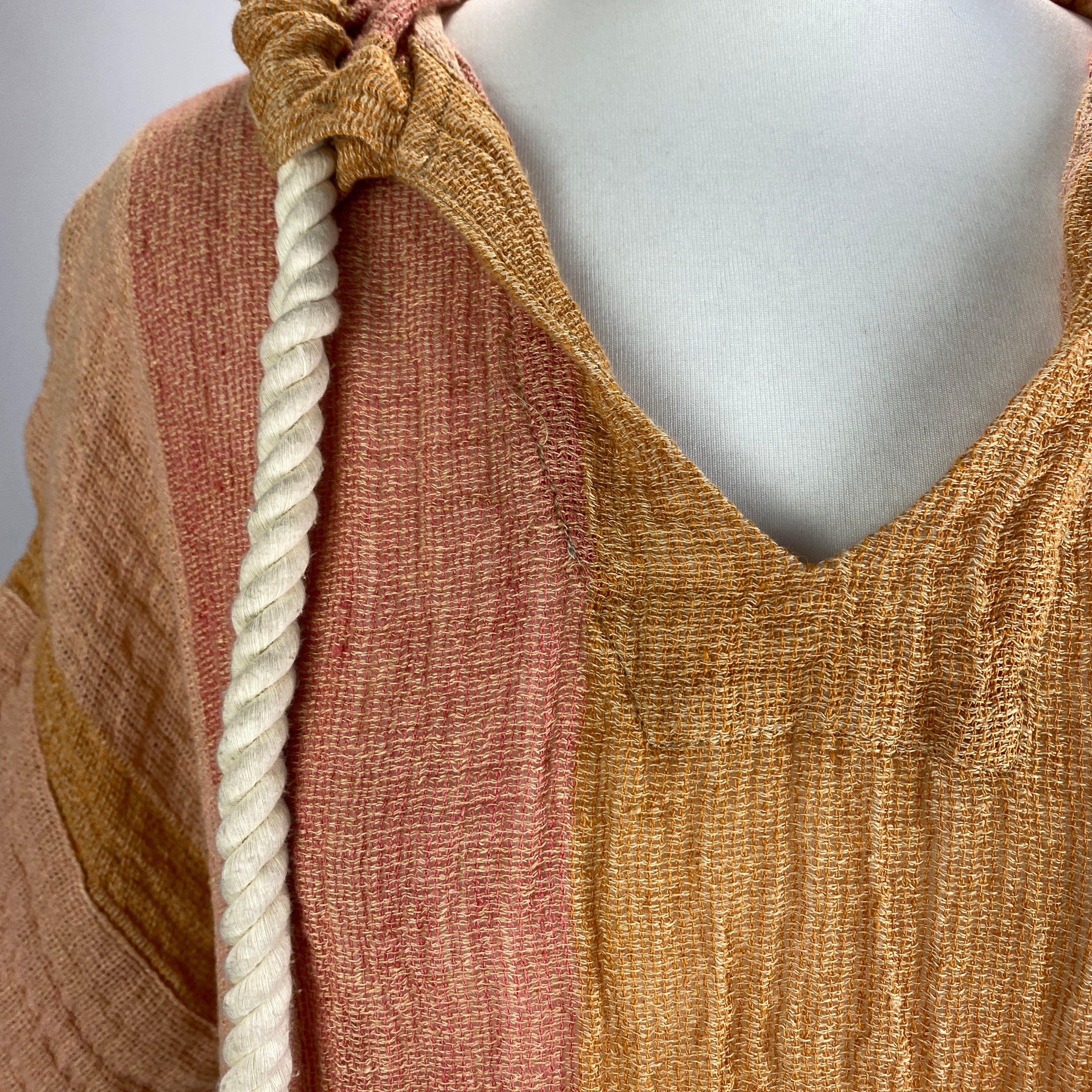 Lisa Marie Fernandez Peach & Salmon Stripe Linen CoverUp S