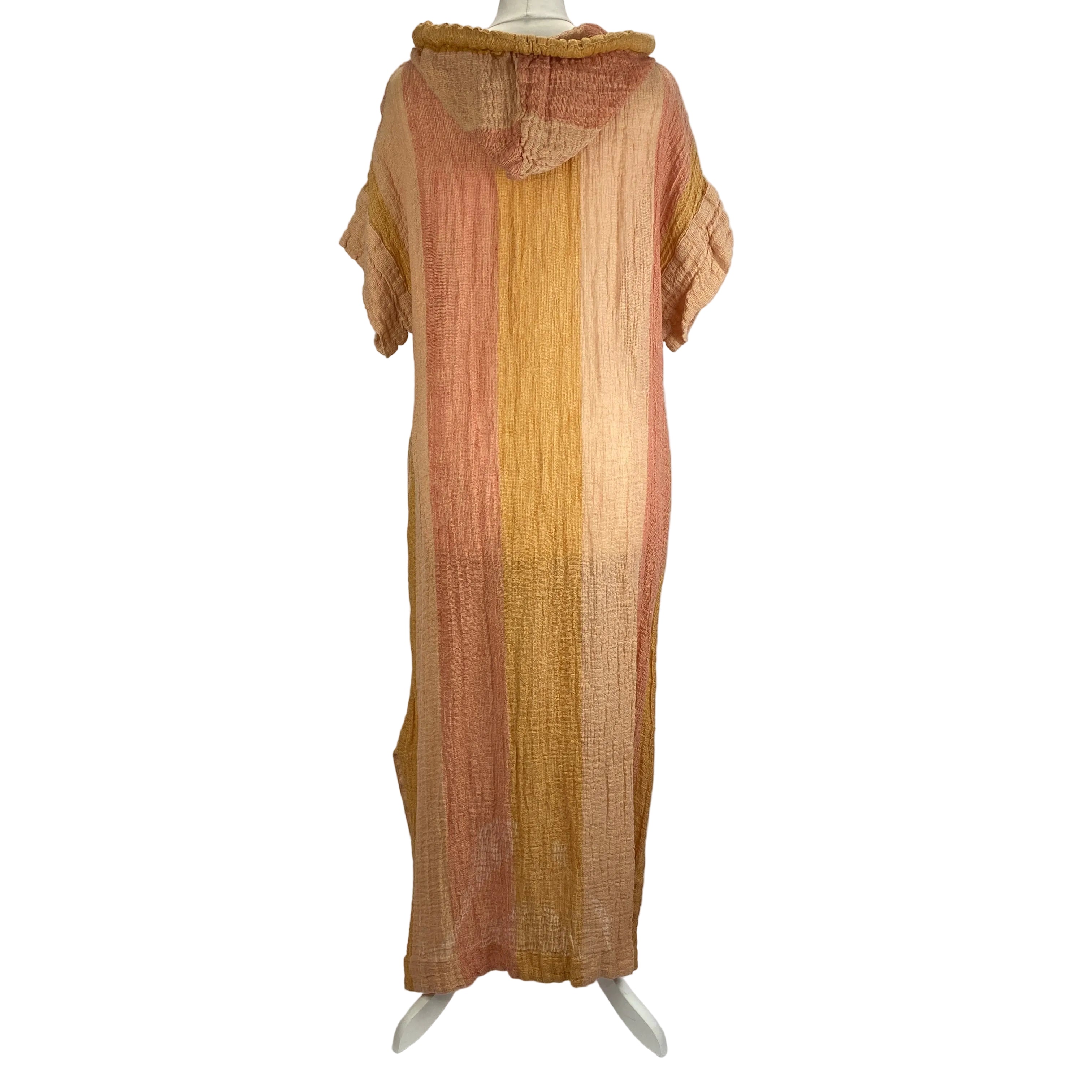 Lisa Marie Fernandez Peach & Salmon Stripe Linen CoverUp S