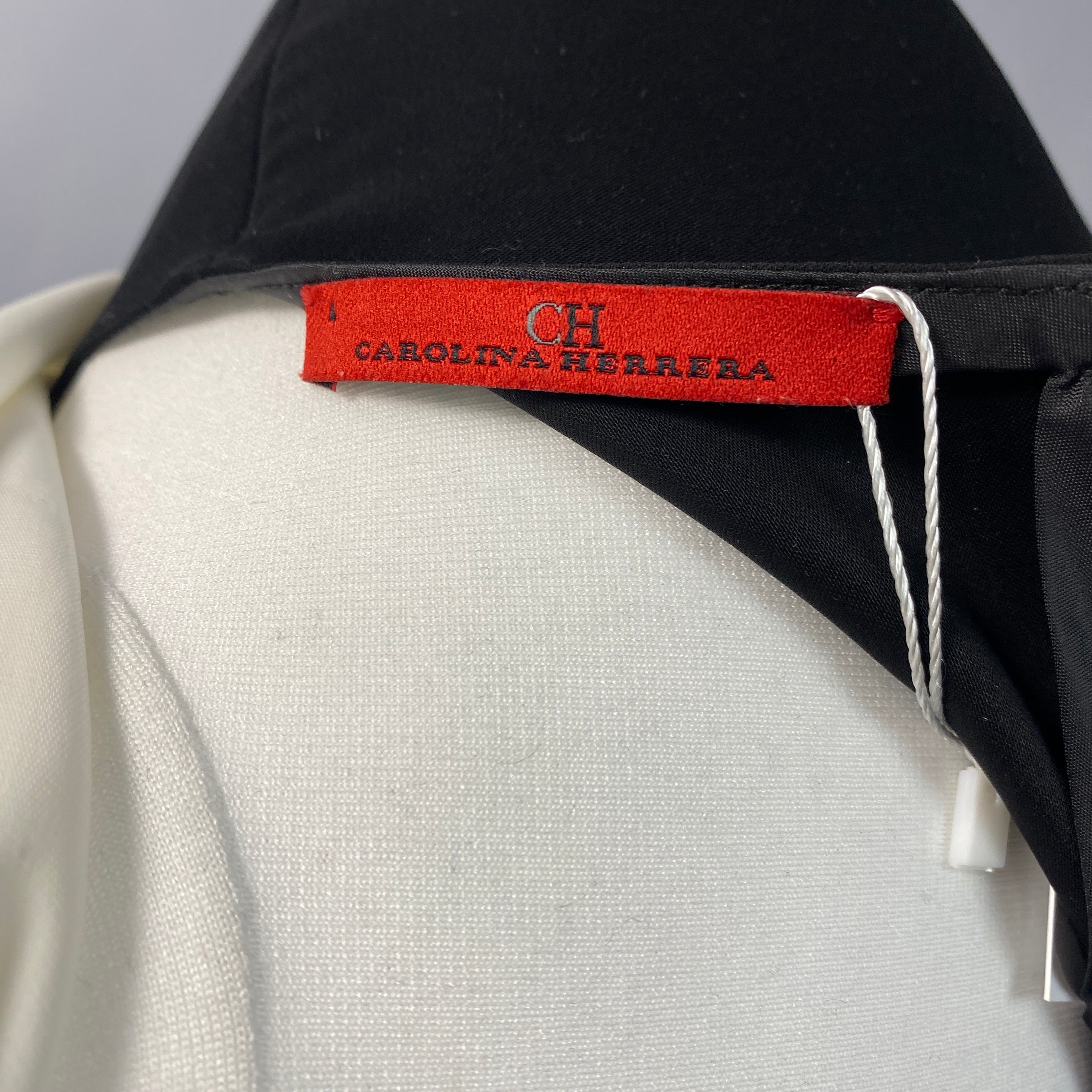 Carolina Herrera Black & Ivory Fluted Asymmetric Dress XS