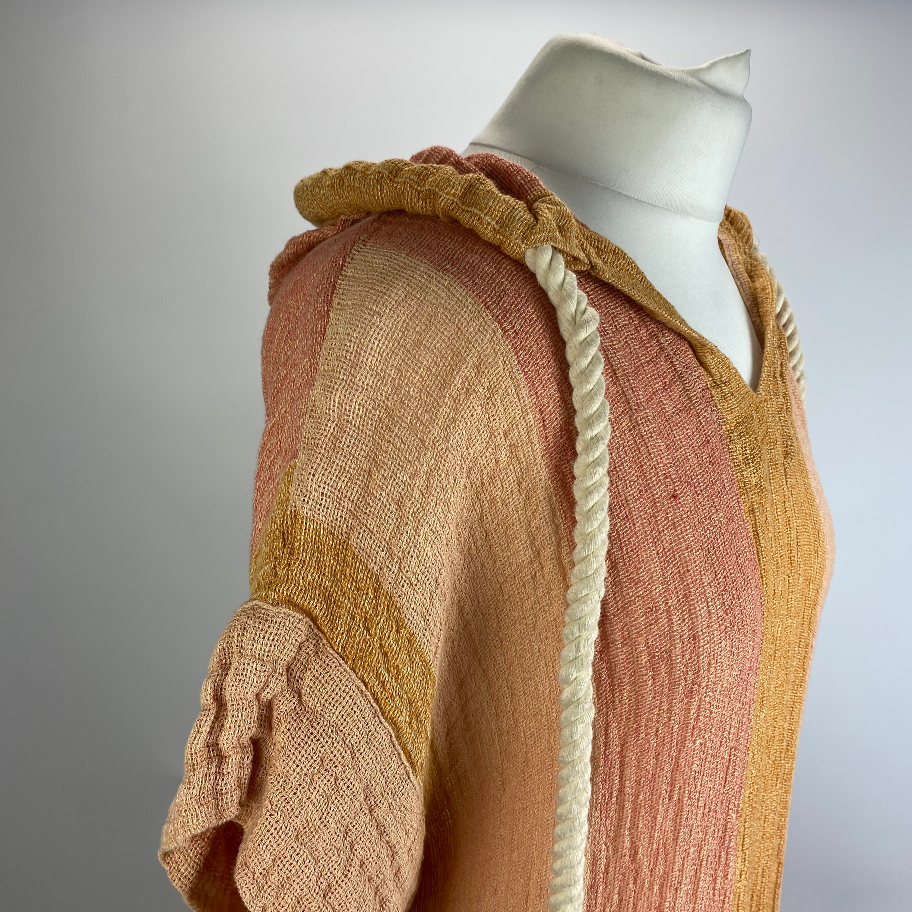 Lisa Marie Fernandez Peach & Salmon Stripe Linen CoverUp S