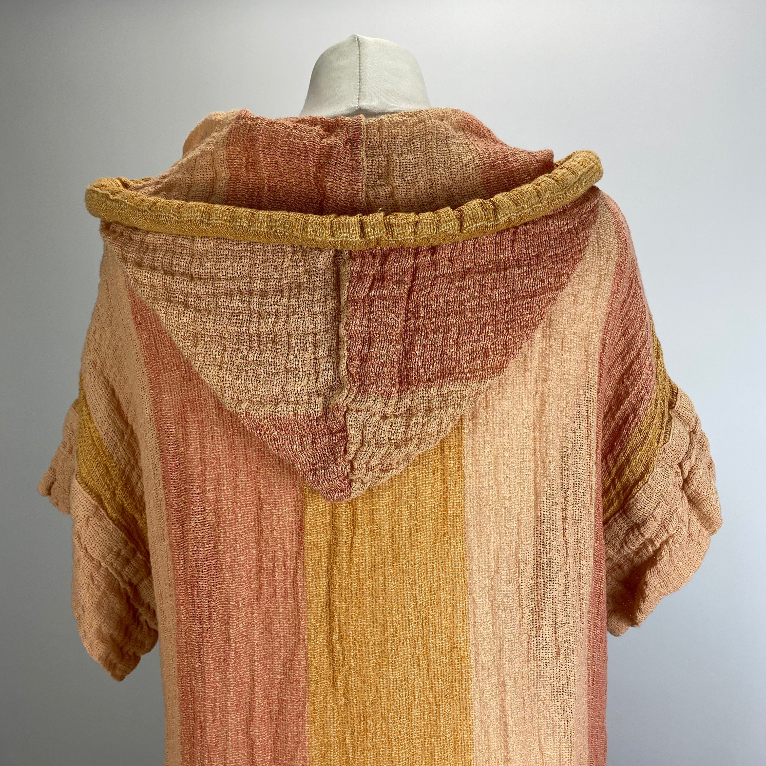 Lisa Marie Fernandez Peach & Salmon Stripe Linen CoverUp S