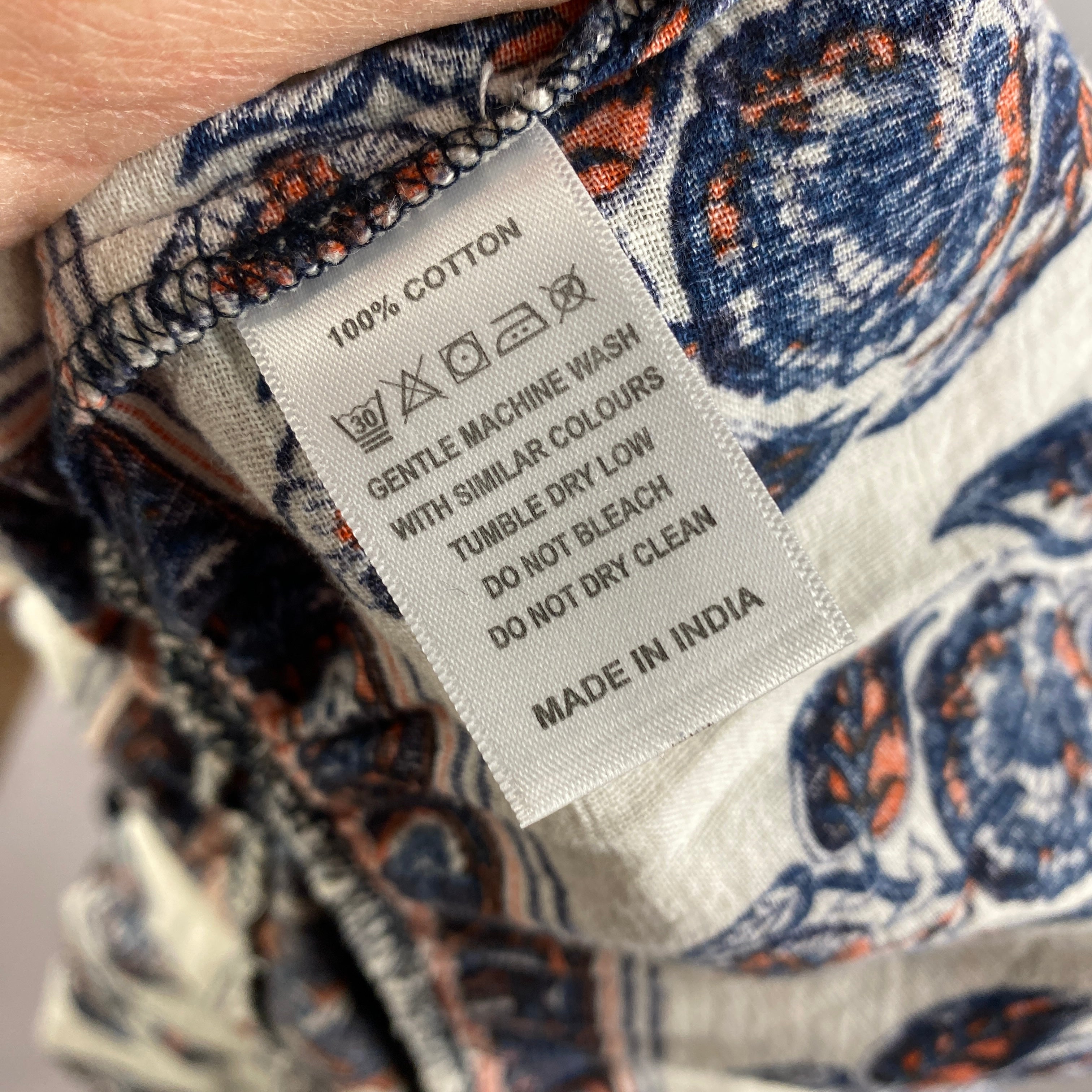M.A.B.E. £135 Navy Indian Print Cotton Mini Dress M