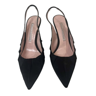 Emilia Wickstead Black Silk Slingback Heels 40