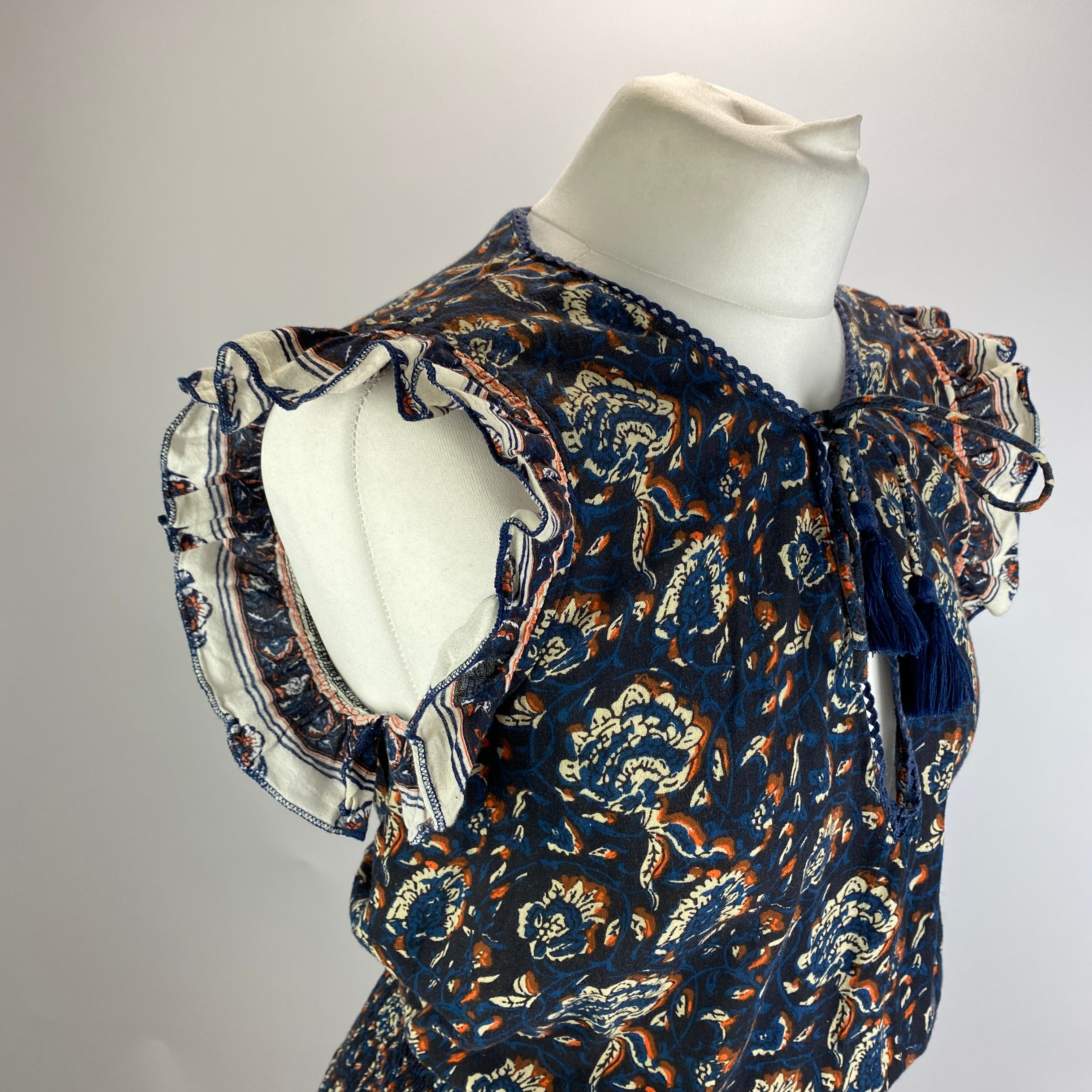 M.A.B.E. £135 Navy Indian Print Cotton Mini Dress M
