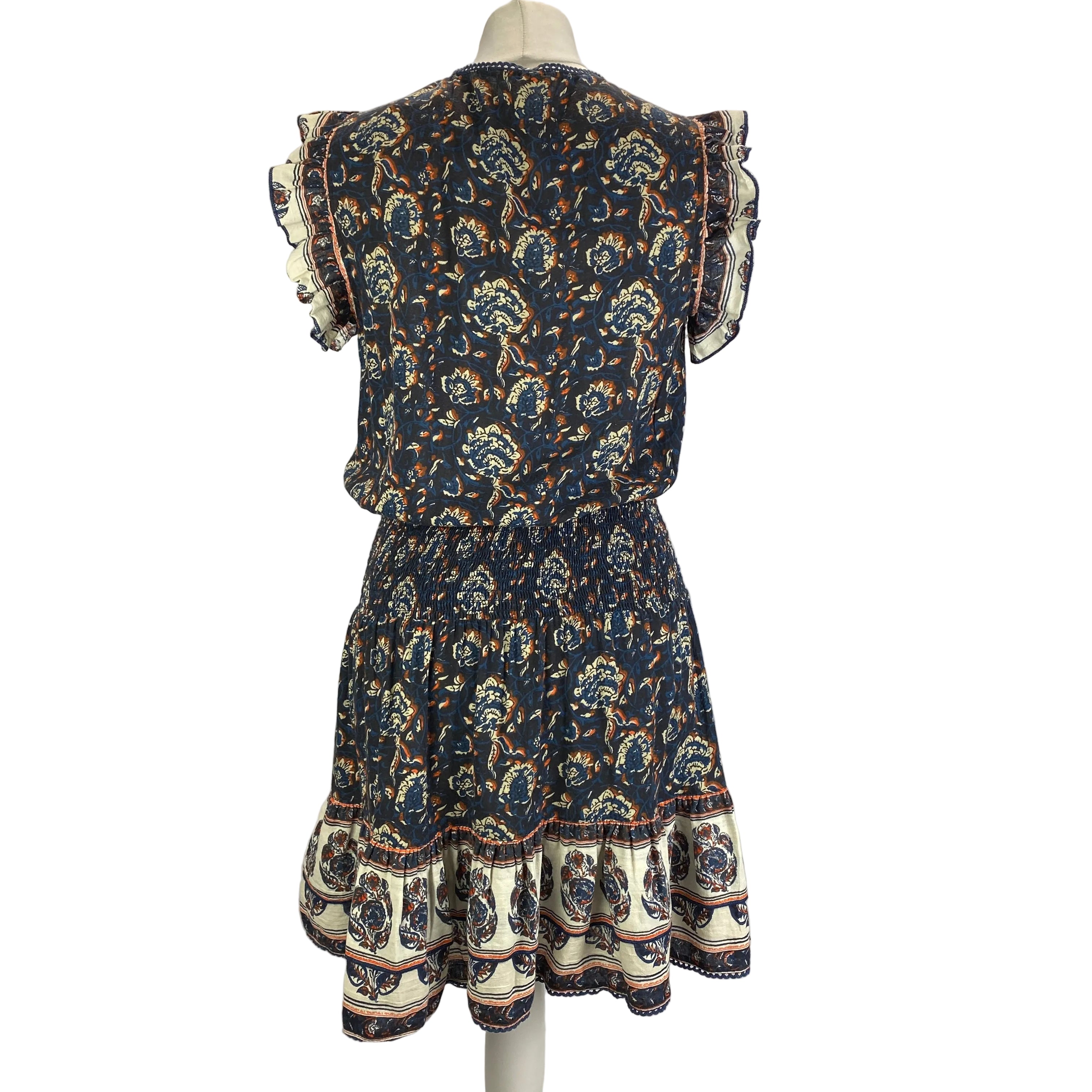 M.A.B.E. £135 Navy Indian Print Cotton Mini Dress M